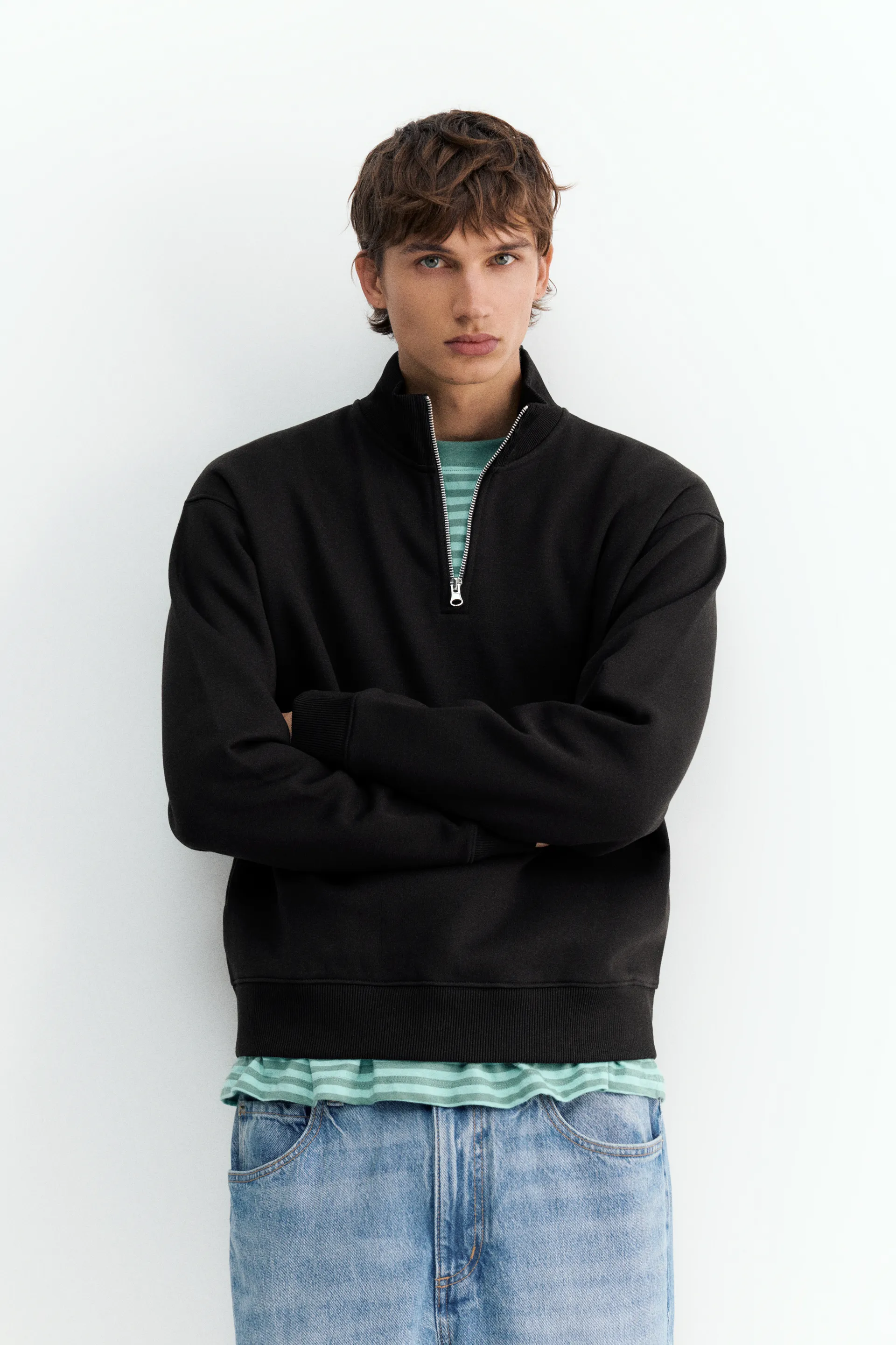 Sweat zippé col montant