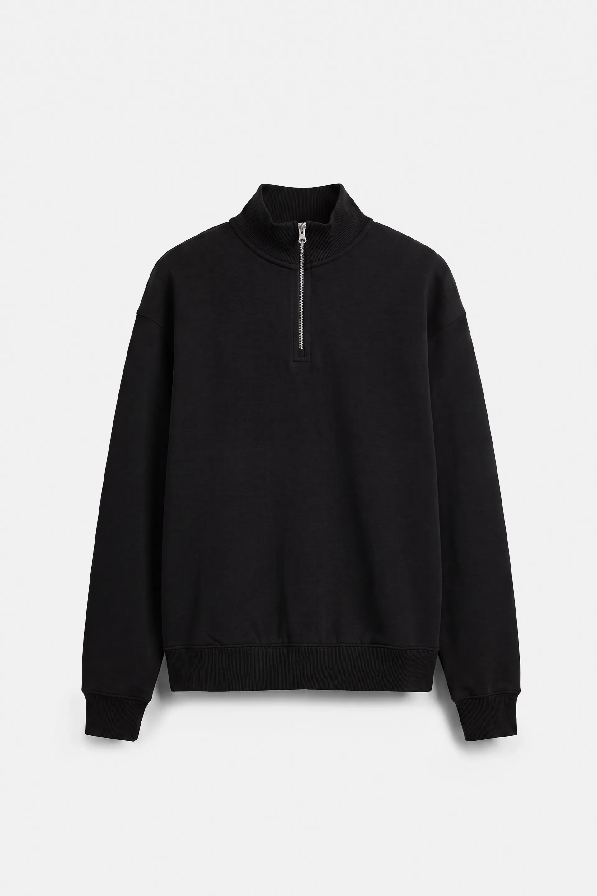 Pull&Bear Zip-Neck Long Sleeve Sweat — Noir