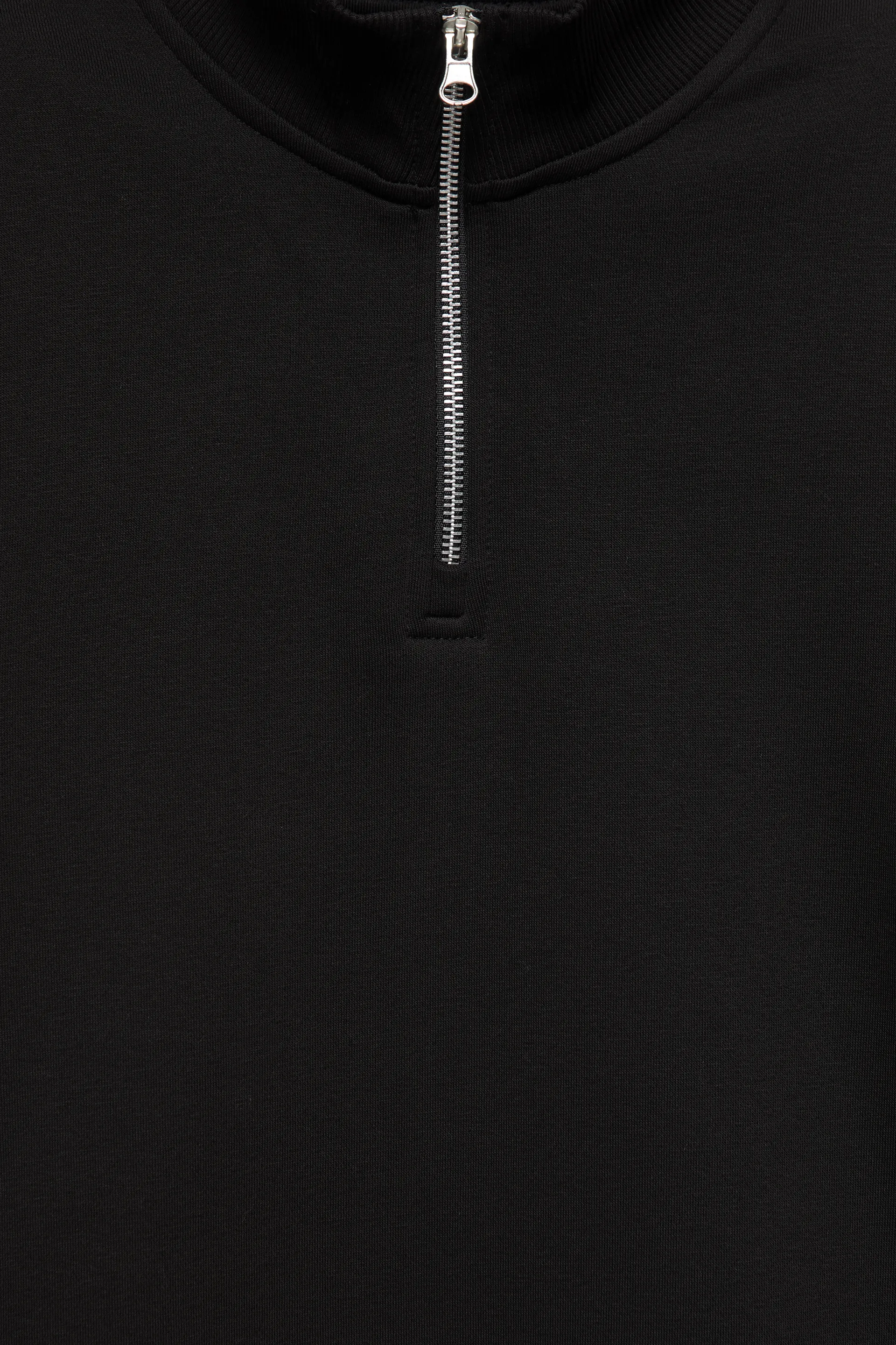 Pull&Bear Zip-Neck Long Sleeve Sweat — Noir