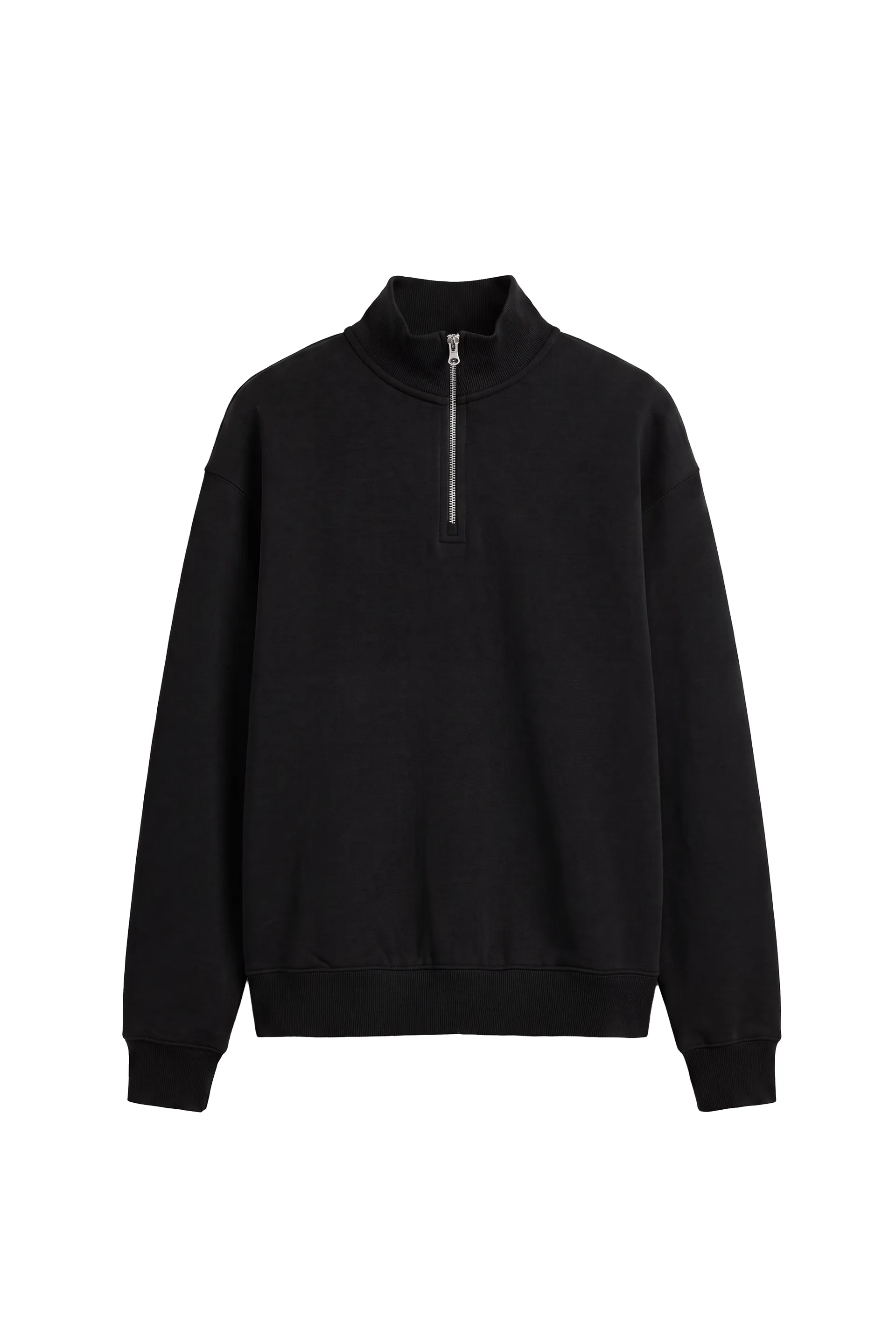 Pull&Bear Zip-Neck Long Sleeve Sweat — Noir