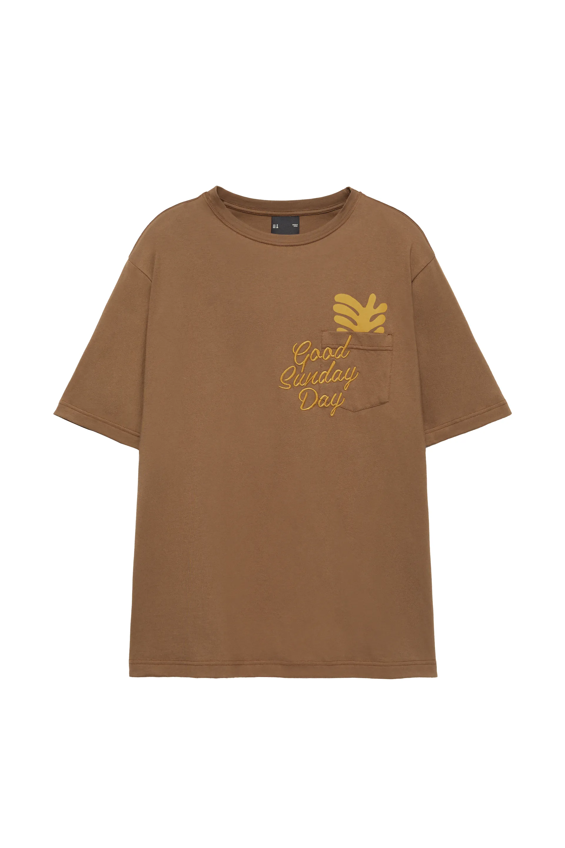 Pull&Bear Boxy Graphic Pocket Tee — Marron
