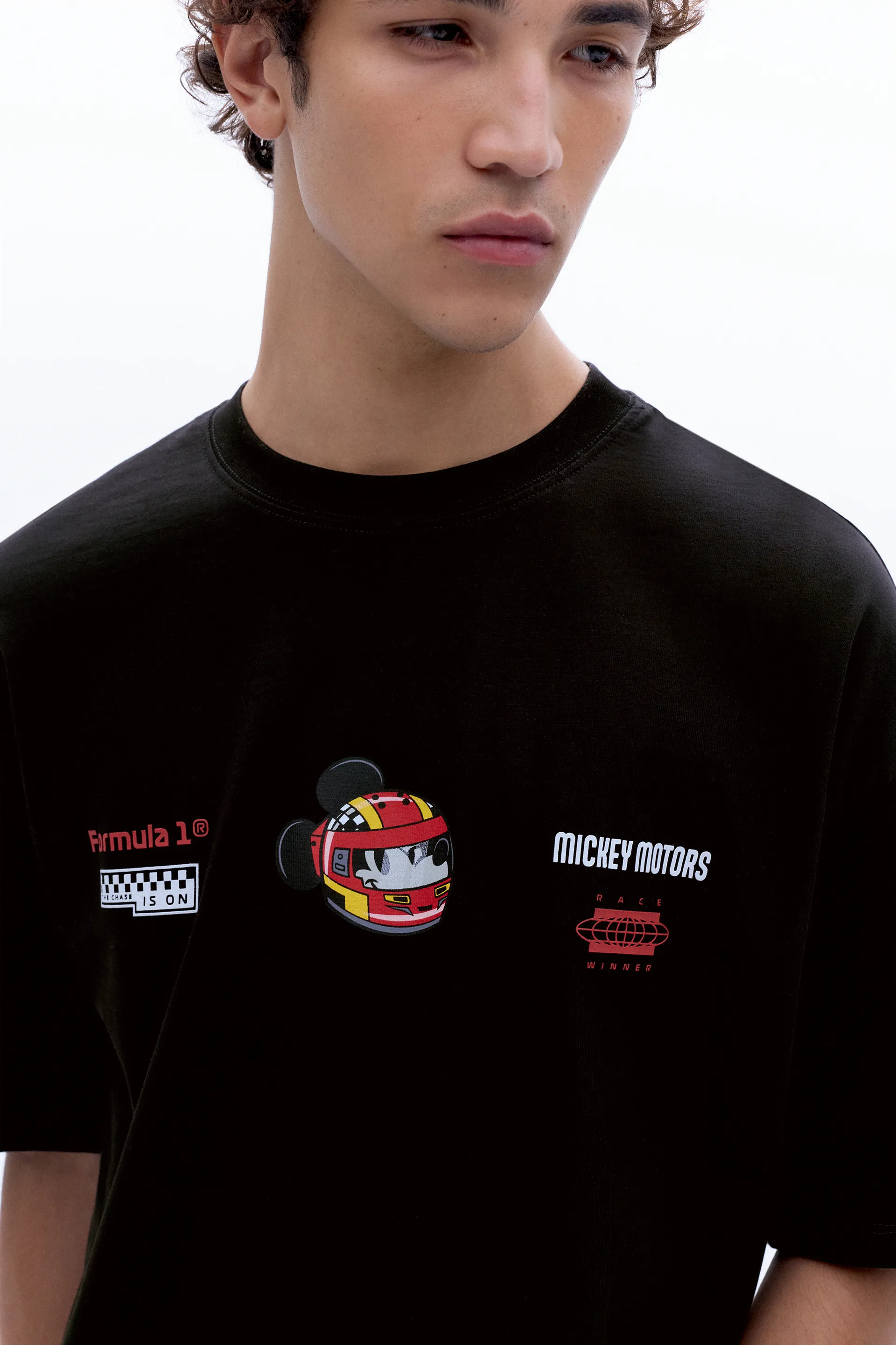 Pull&Bear Disney x F1 Mickey Motors Tee — Noir