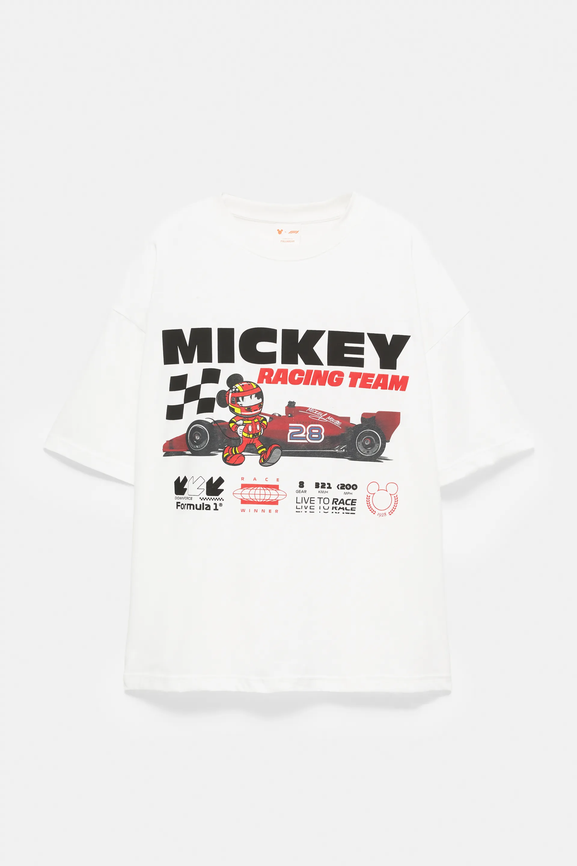 Pull&Bear Disney x F1 Mickey Racing Tee — Blanc cassé