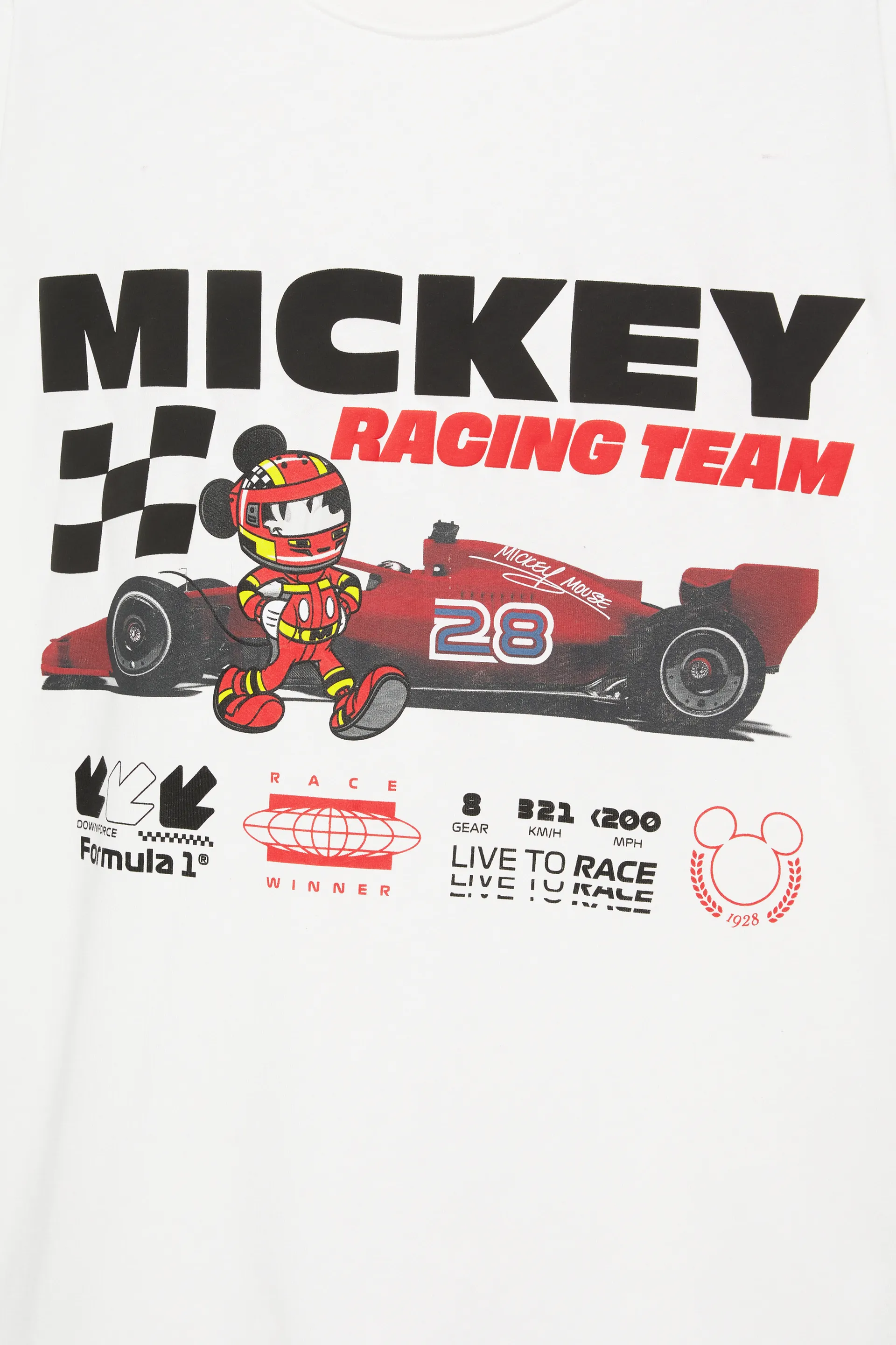 Pull&Bear Disney x F1 Mickey Racing Tee — Blanc cassé