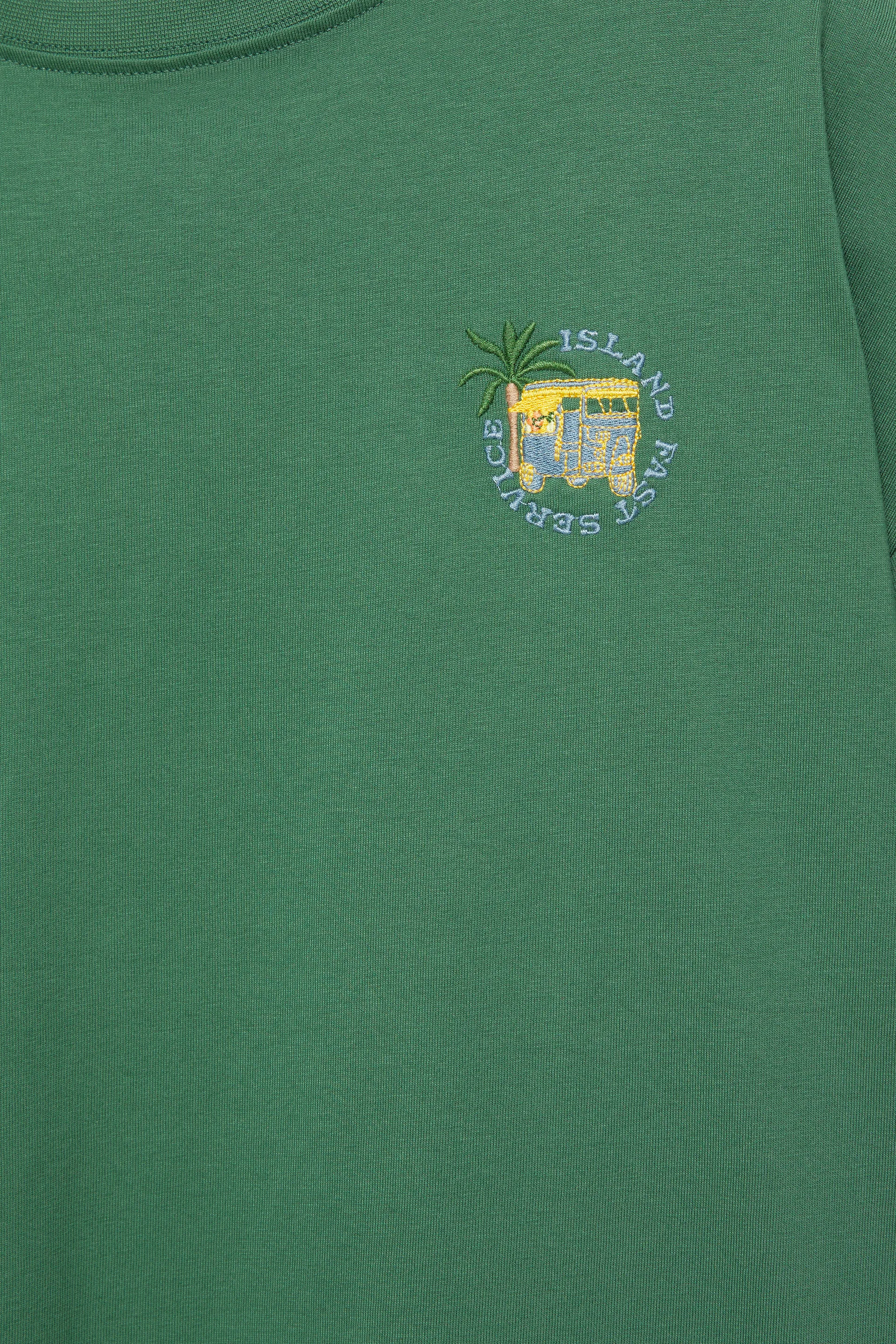Pull&Bear Embroidered Relaxed Tee — Vert vigoré sombre