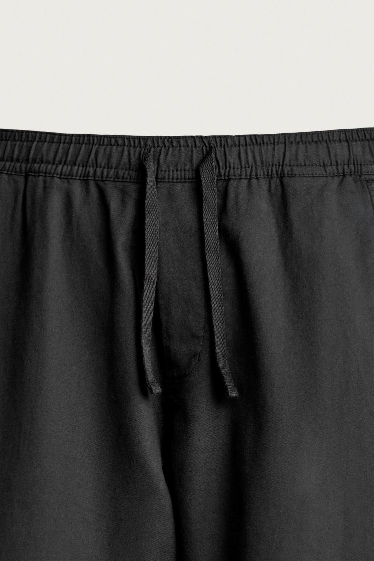 Zara Relaxed Cotton-Linen Trousers — Black