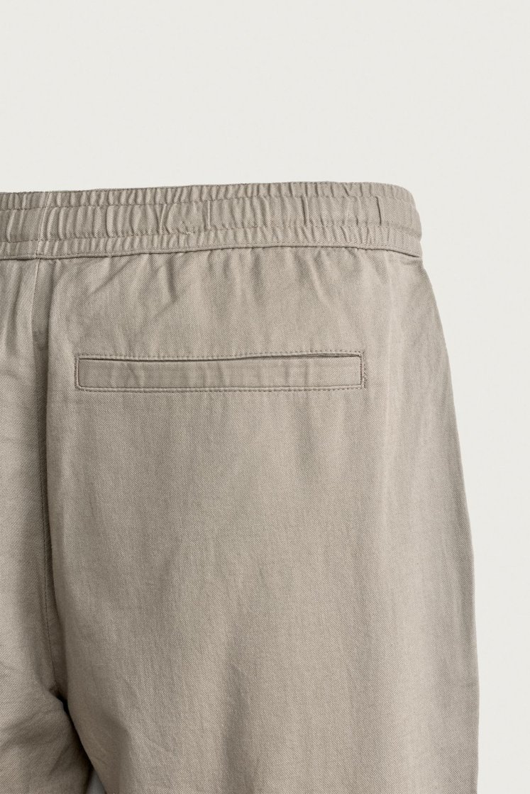 Zara Relaxed Cotton-Linen Trousers — Kaki