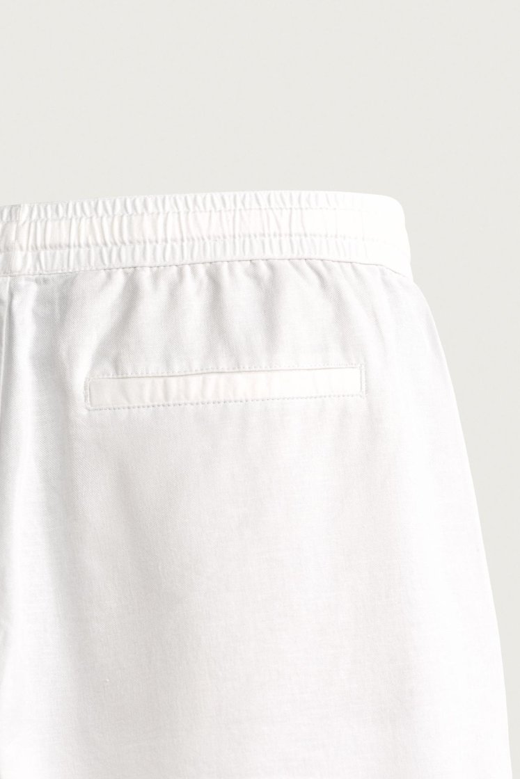 Zara Relaxed Cotton-Linen Trousers — Off White