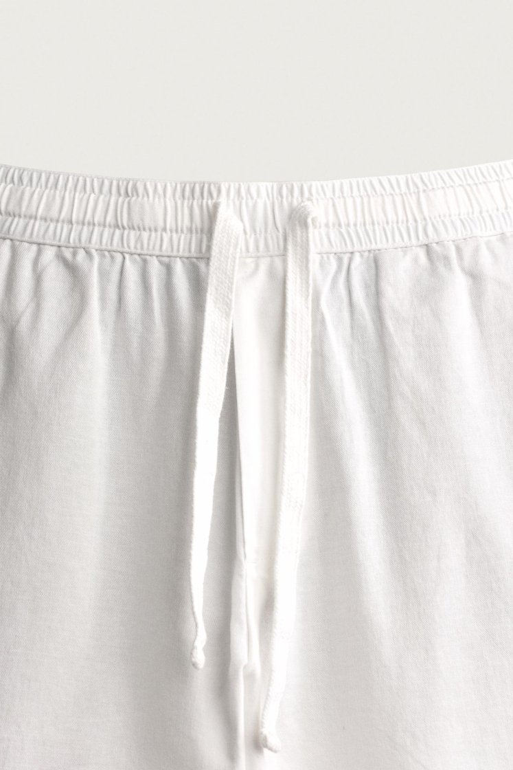 Zara Relaxed Cotton-Linen Trousers — Off White