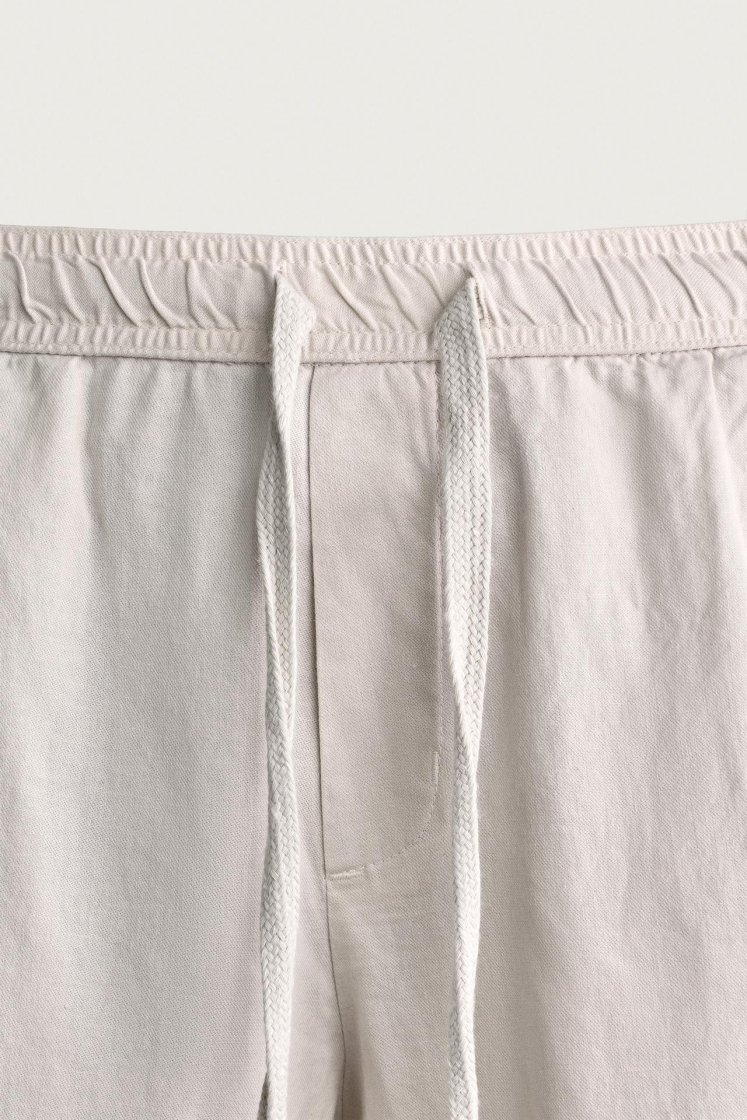 Zara Relaxed Cotton-Linen Trousers — pearl grey