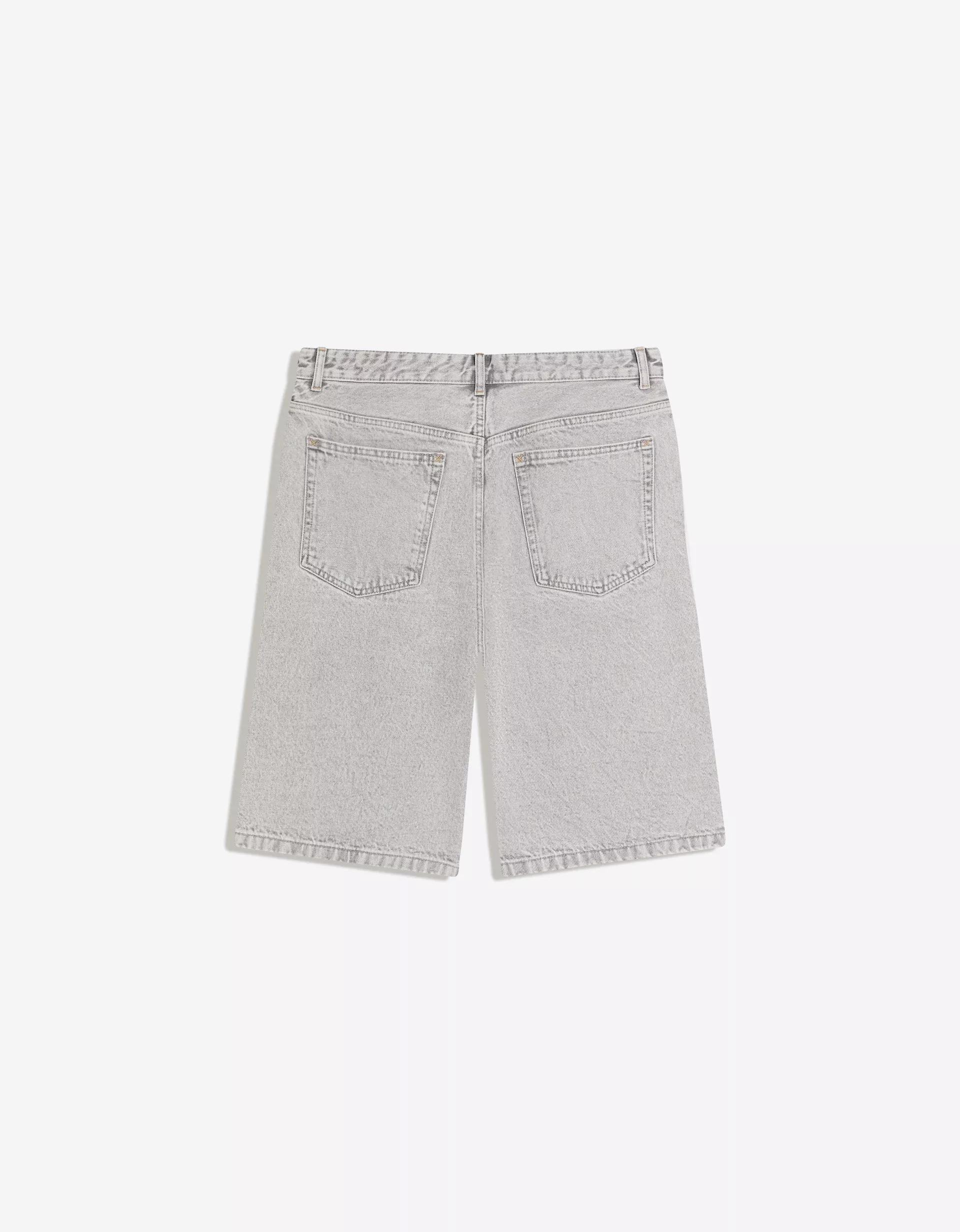 Bershka Baggy Denim Bermuda — Gris