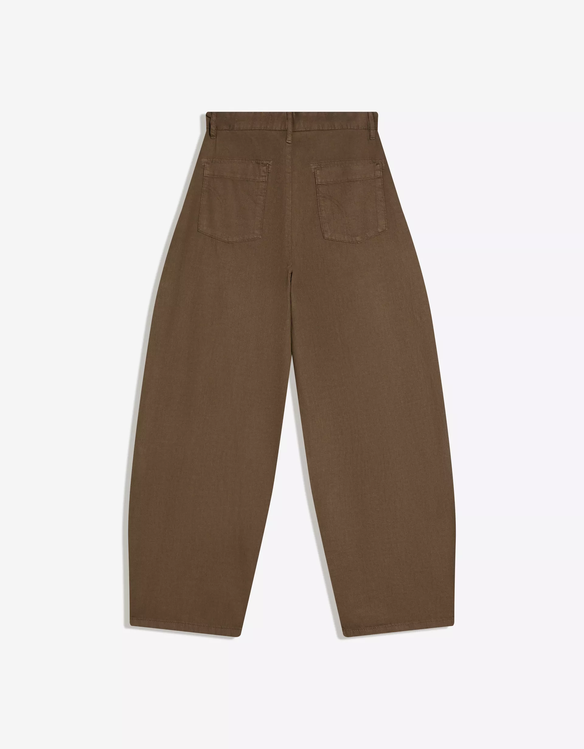 Bershka Super Baggy Linen-Blend Pants — Marron