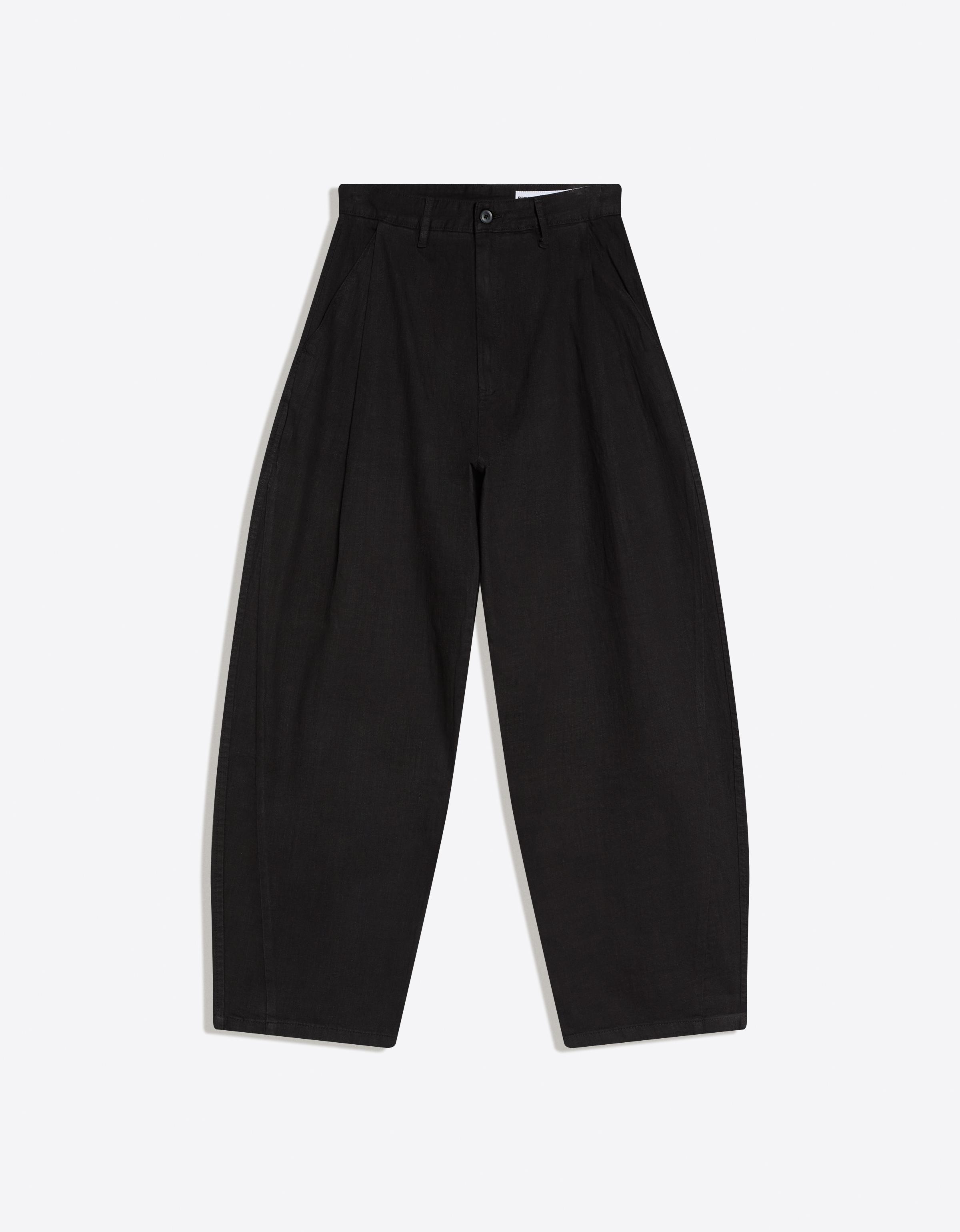 Bershka Super Baggy Linen-Blend Pants — Noir