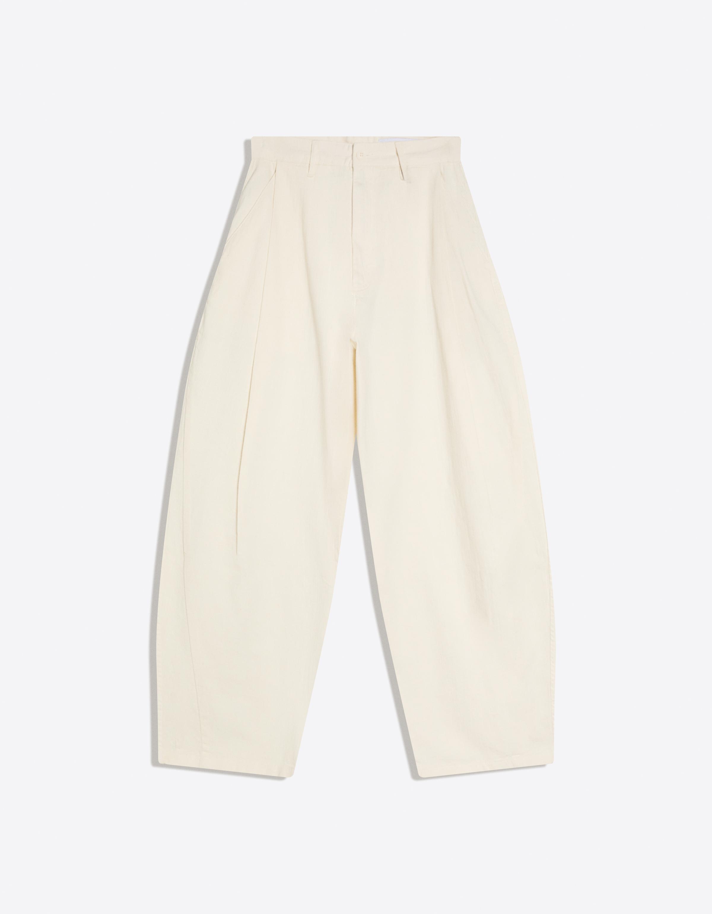 Bershka Super Baggy Linen-Blend Pants — Blanc cassé