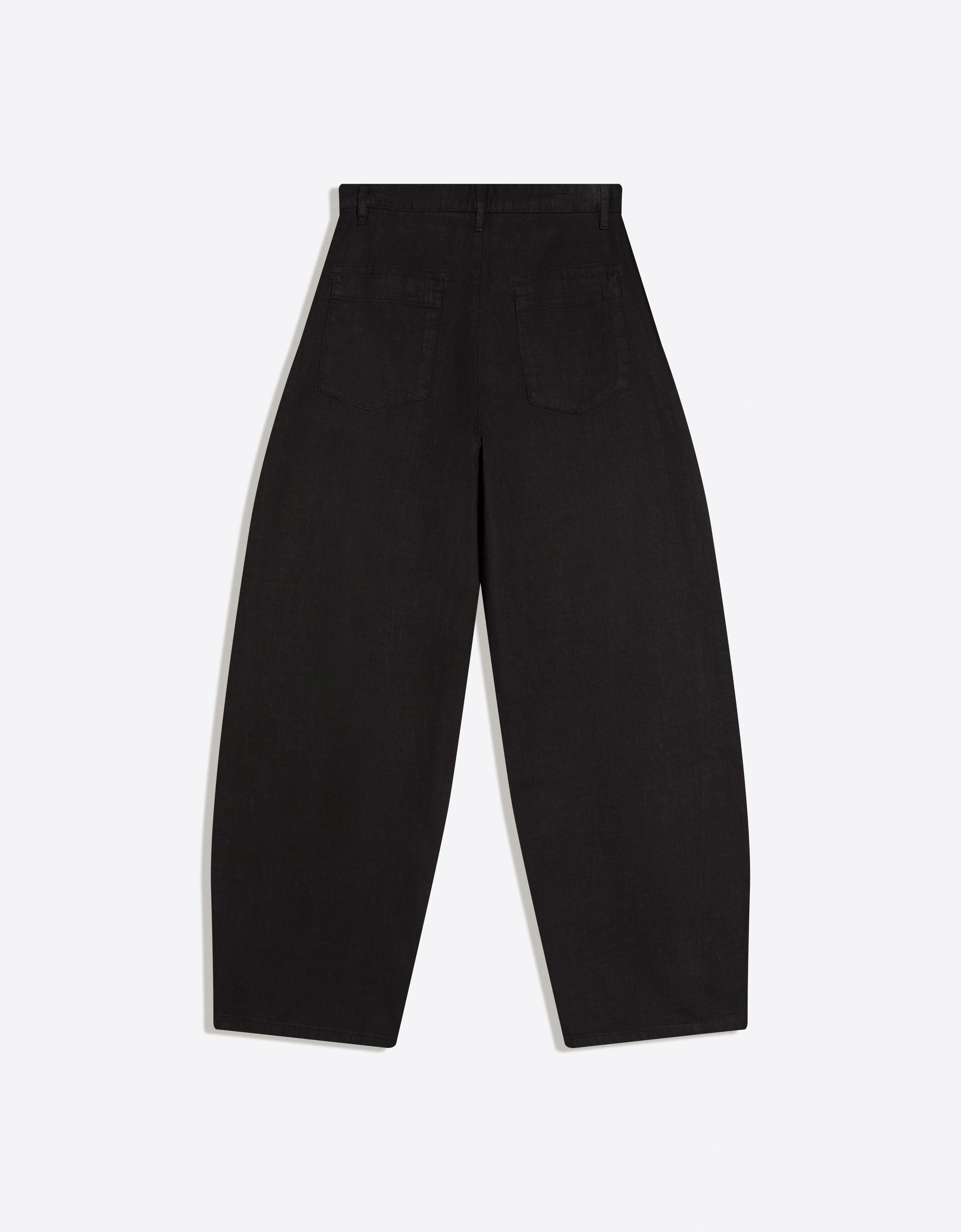 Bershka Super Baggy Linen-Blend Pants — Noir
