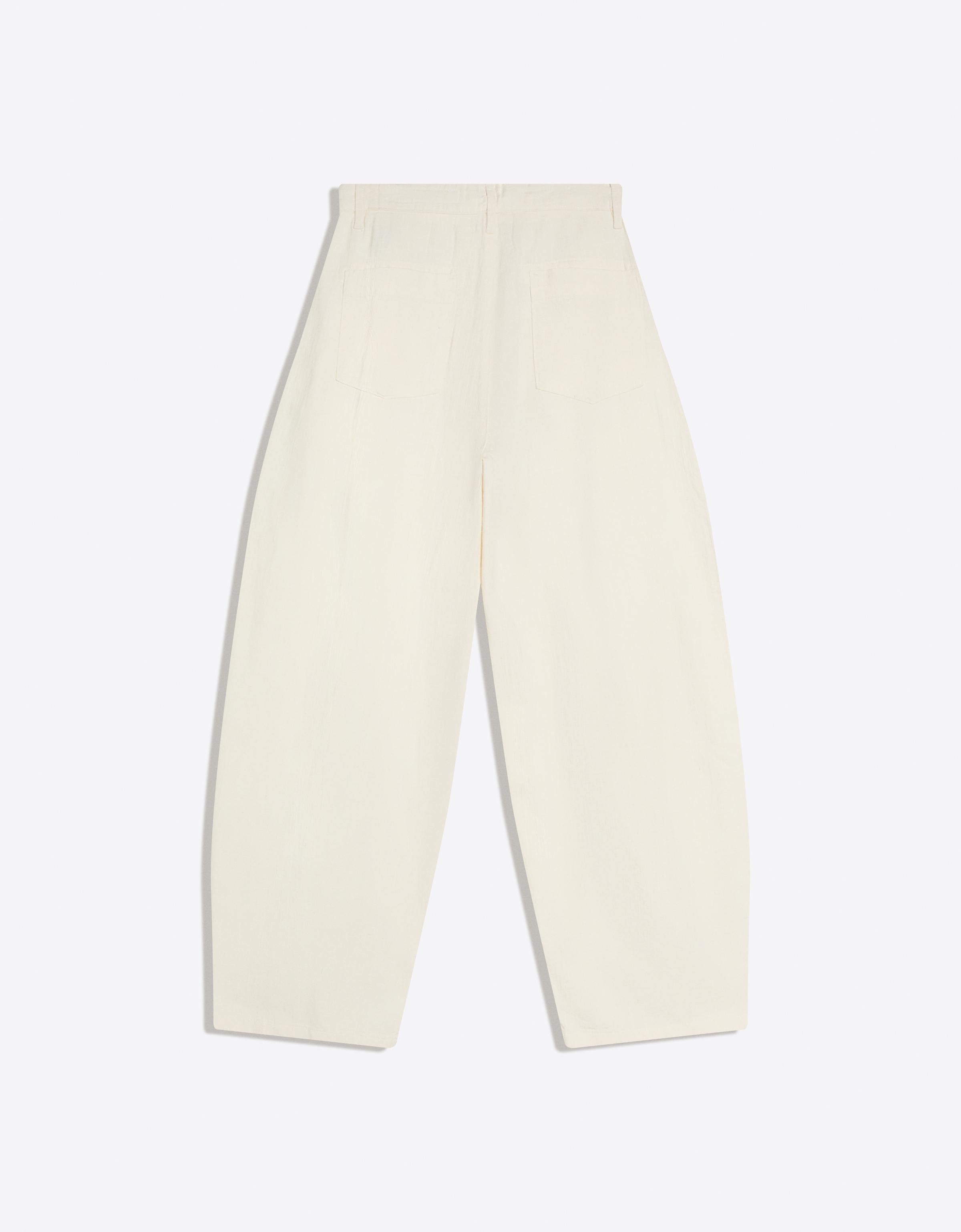 Bershka Super Baggy Linen-Blend Pants — Blanc cassé