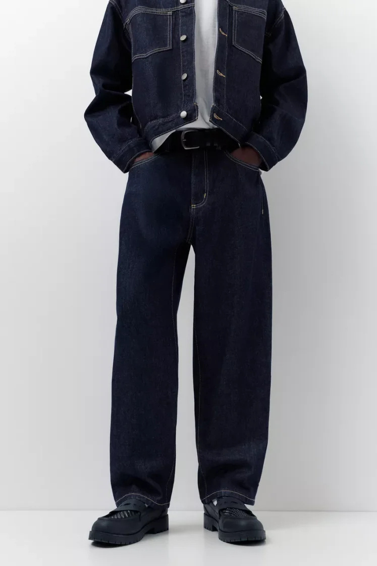 Pull&Bear Baggy Five-Pocket Jeans — Navy