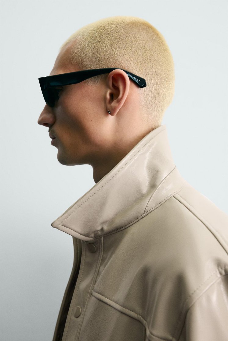 Zara Cropped Snap Overshirt — light khaki