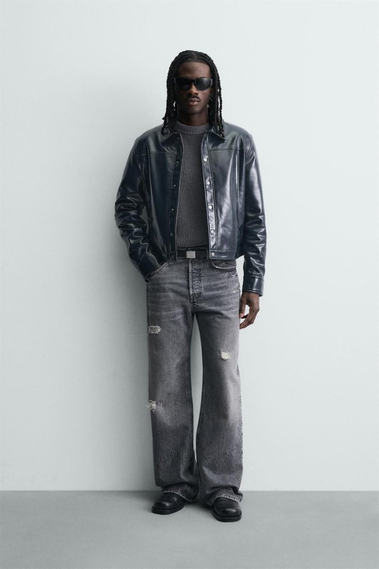 Zara Cropped Snap Overshirt — Midnight