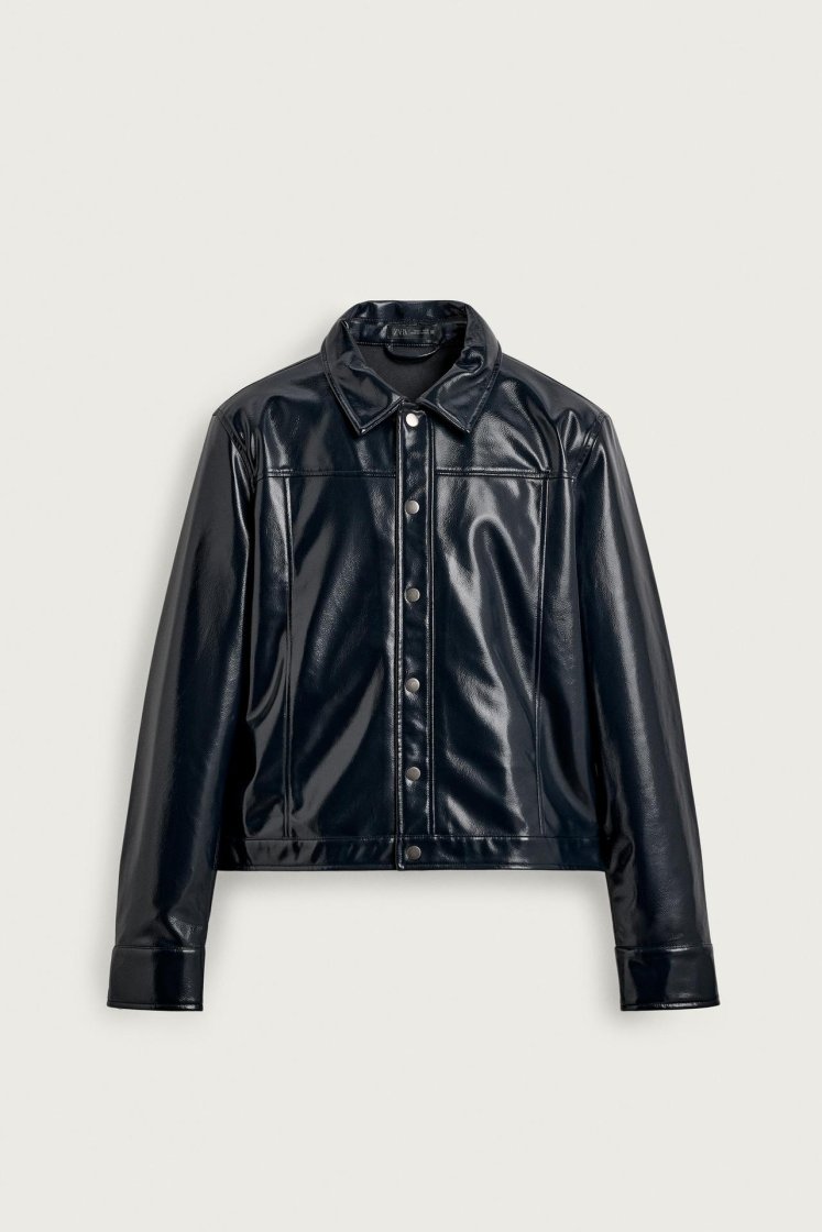 Zara Cropped Snap Overshirt — Midnight