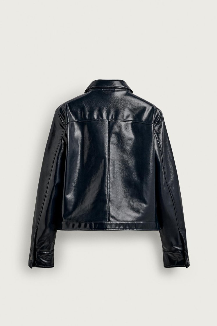 Zara Cropped Snap Overshirt — Midnight