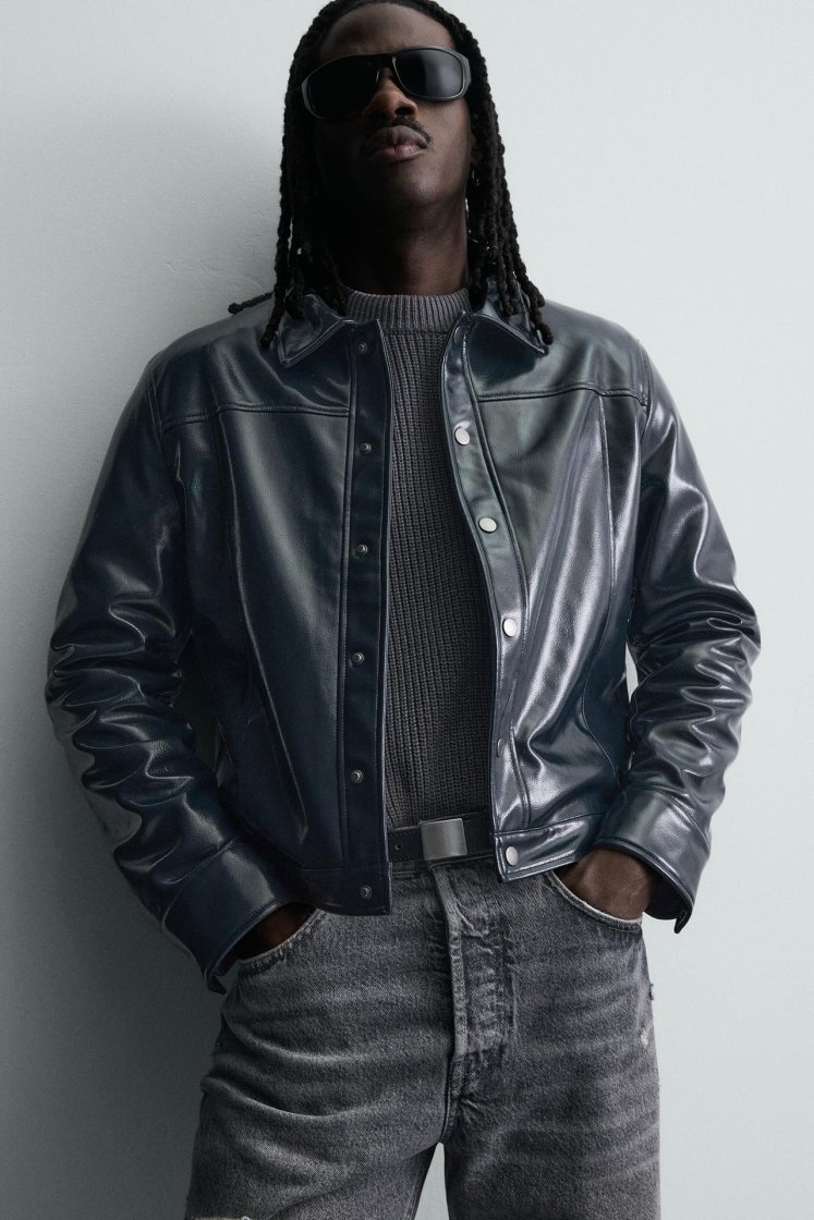 Zara Cropped Snap Overshirt — Midnight