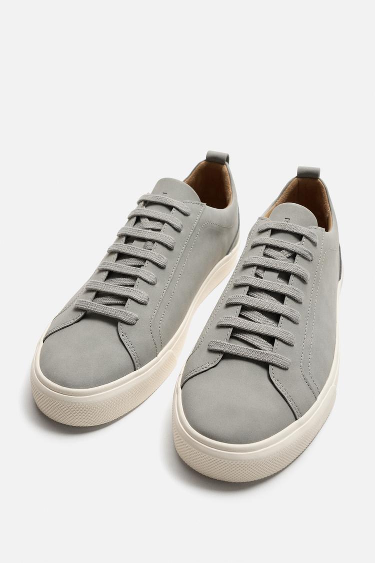 Zara Monochrome Court Sneakers — white