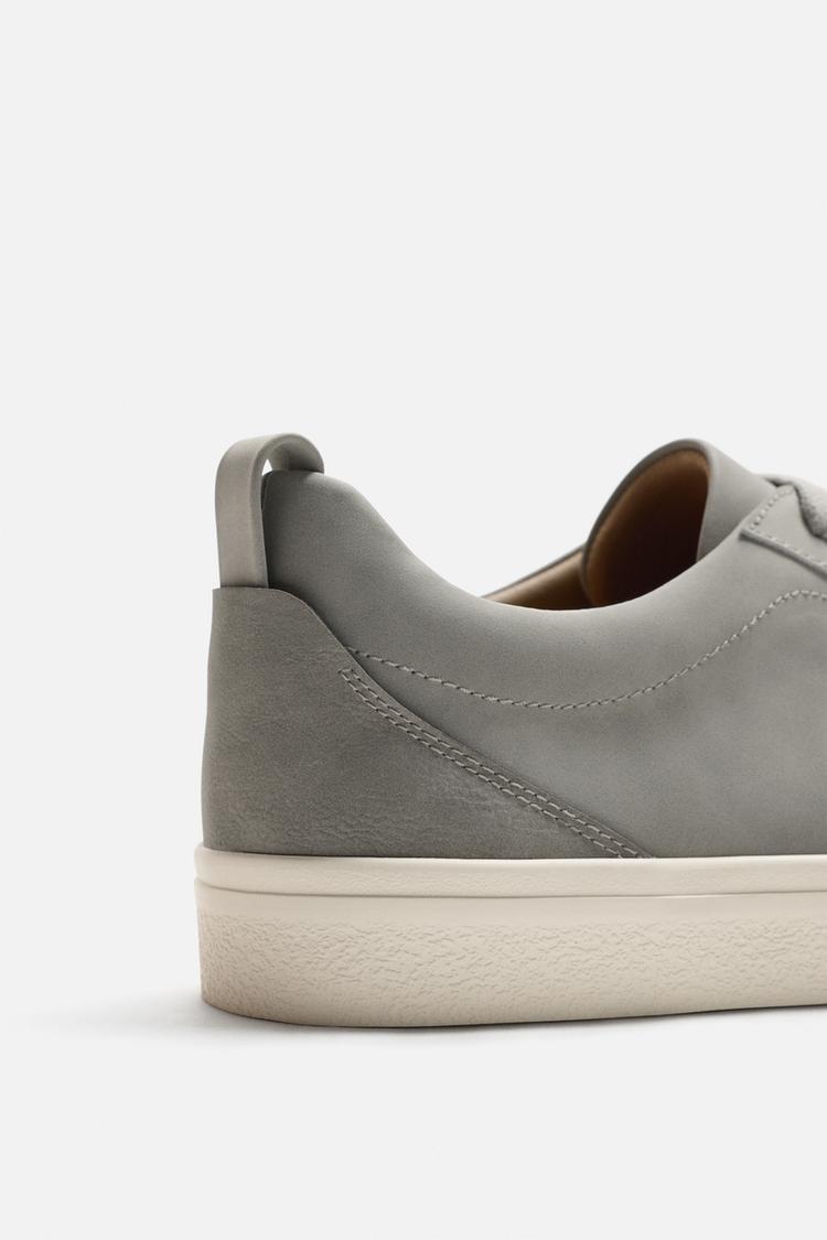 Zara Monochrome Court Sneakers — white