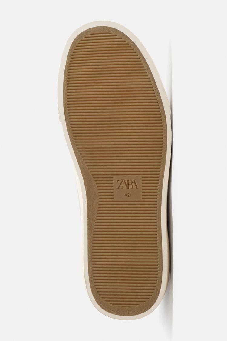 Zara Monochrome Court Sneakers — white
