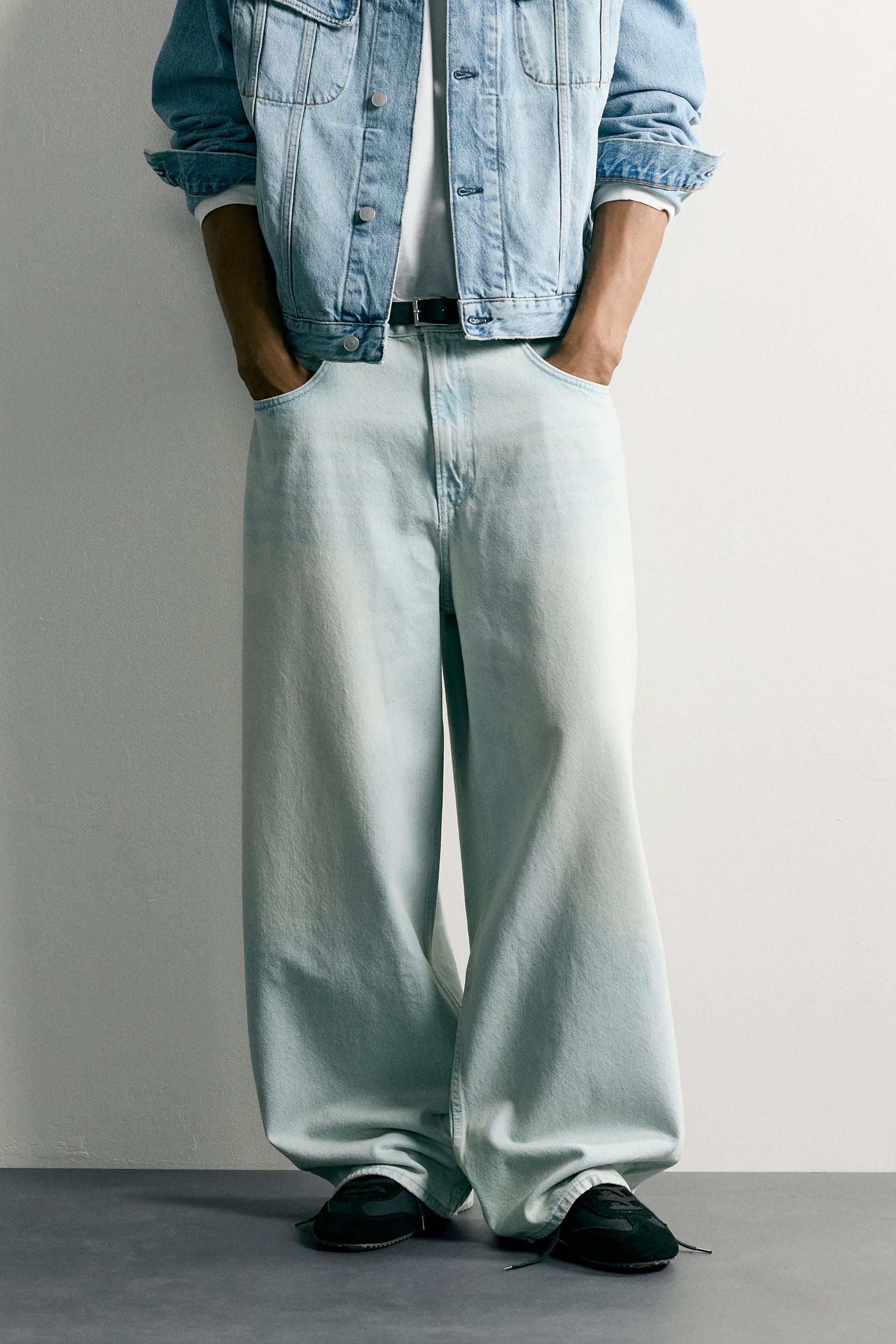Zara Rigid Baggy Denim Jeans — Sky Blue