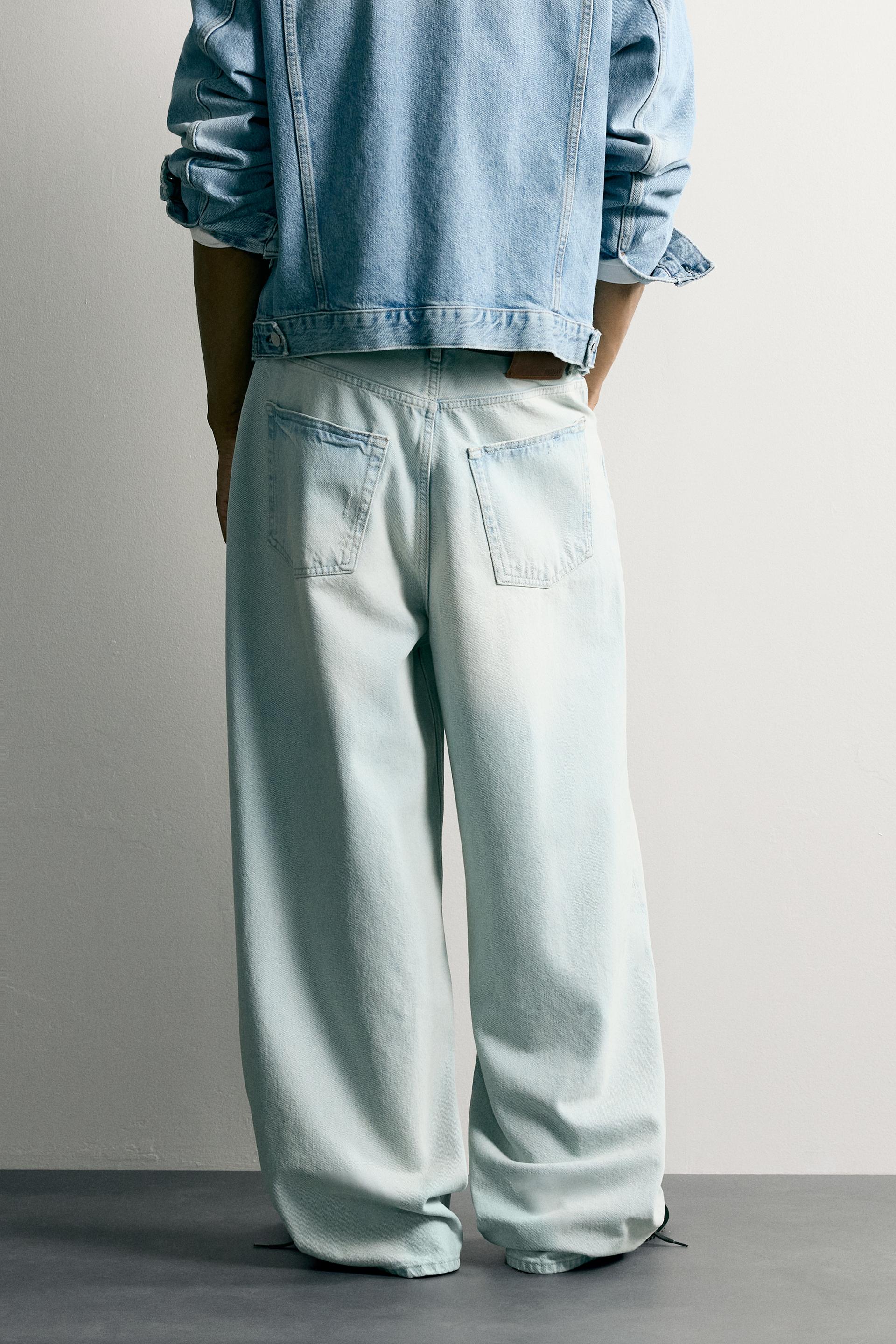 Zara Rigid Baggy Denim Jeans — Sky Blue