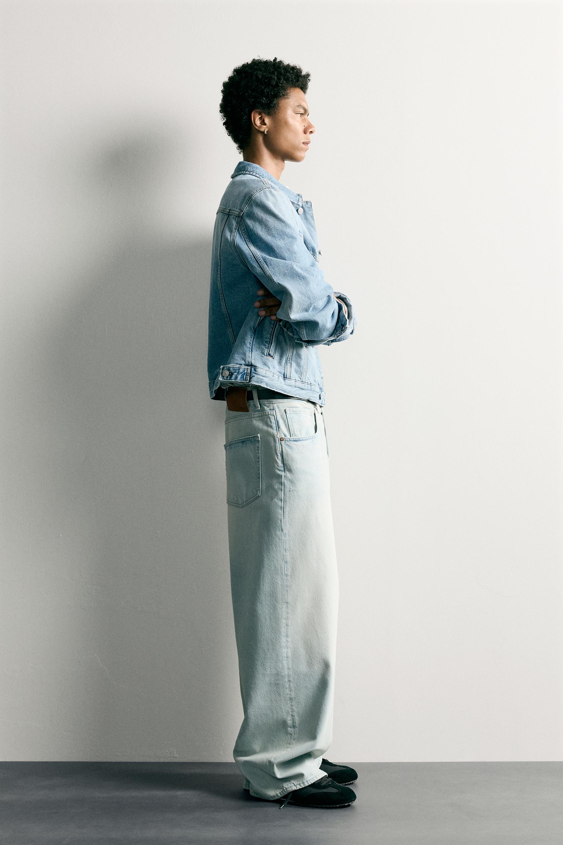 Zara Rigid Baggy Denim Jeans — Sky Blue
