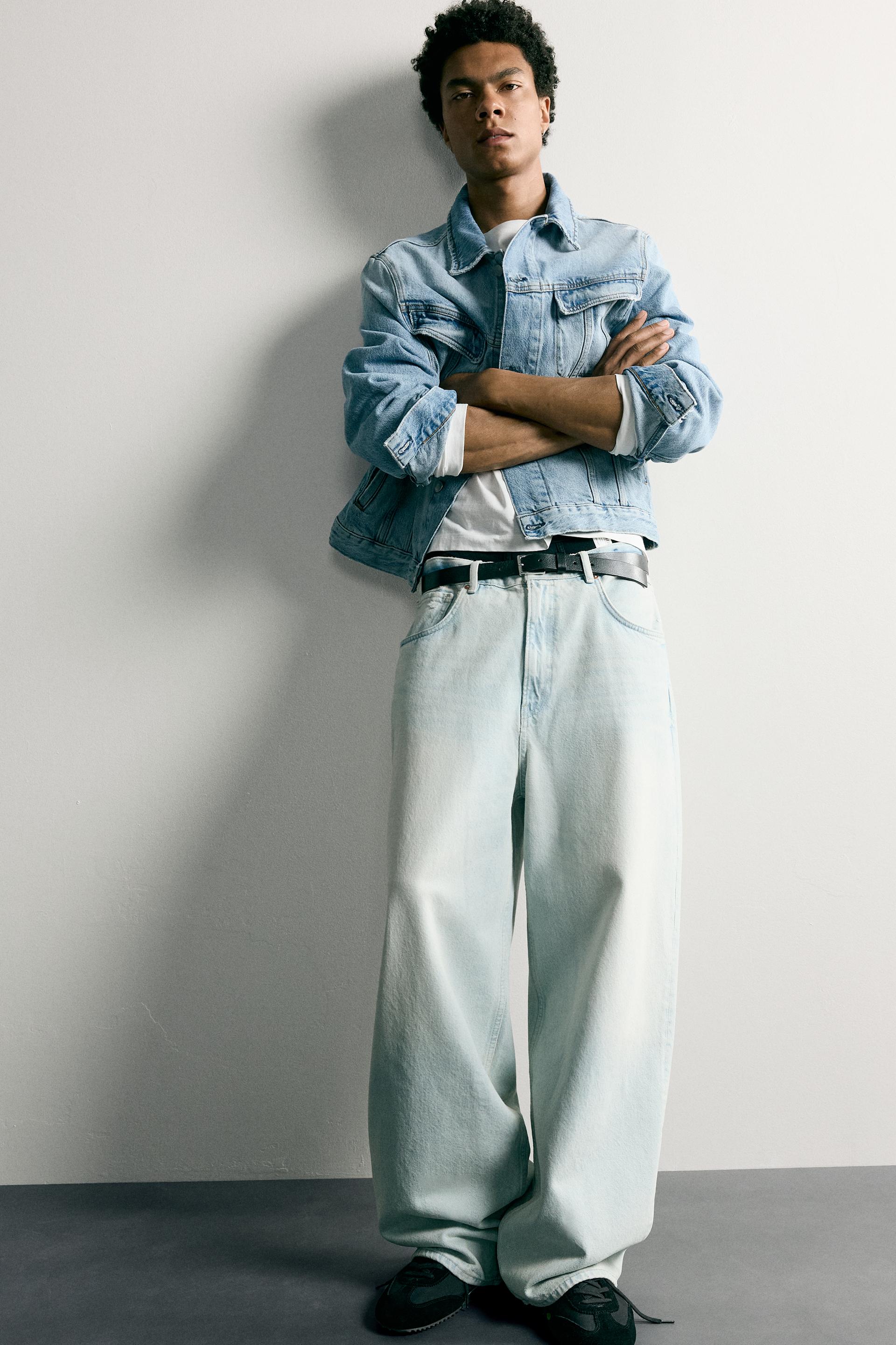 Zara Rigid Baggy Denim Jeans — Sky Blue