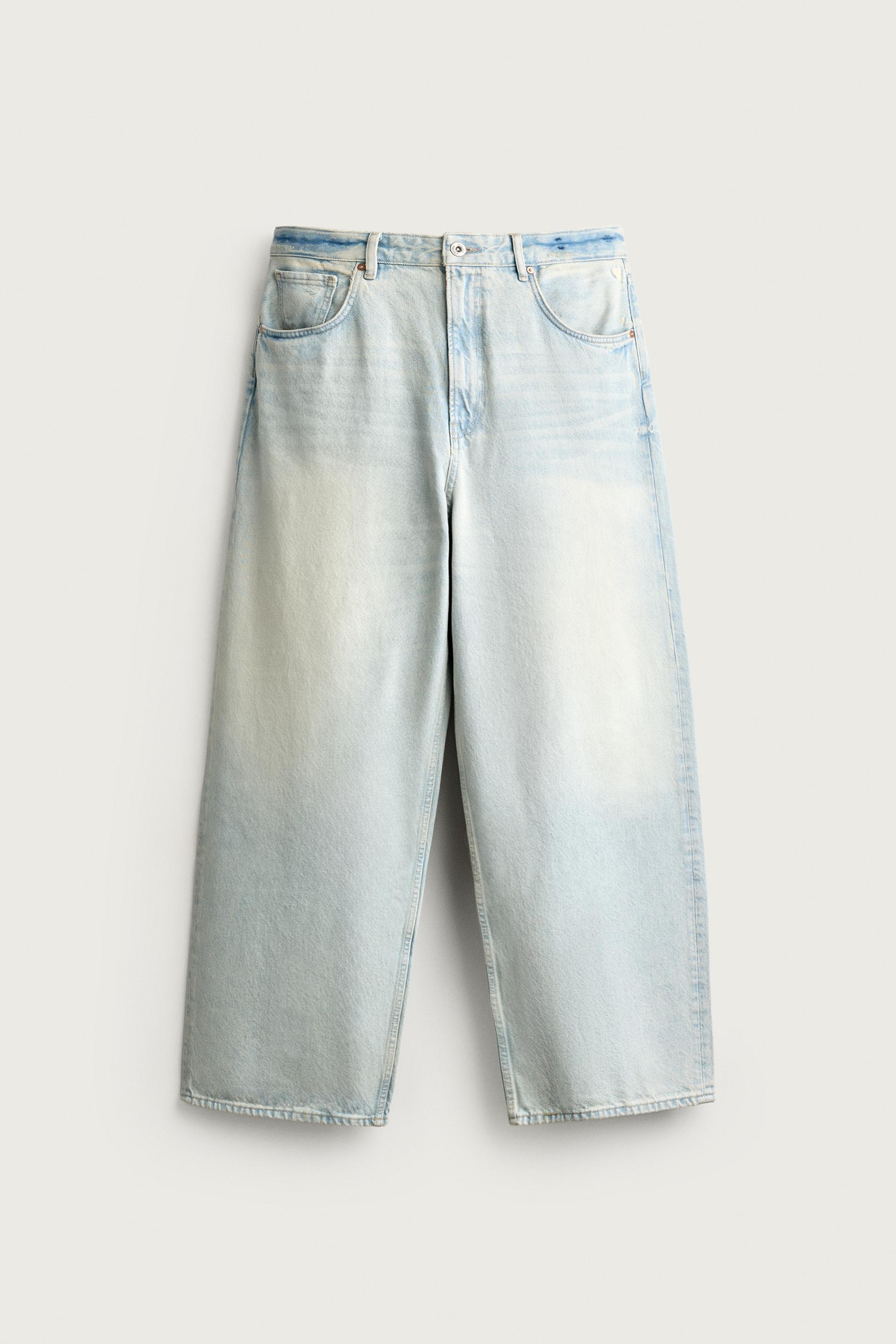 Zara Rigid Baggy Denim Jeans — Sky Blue