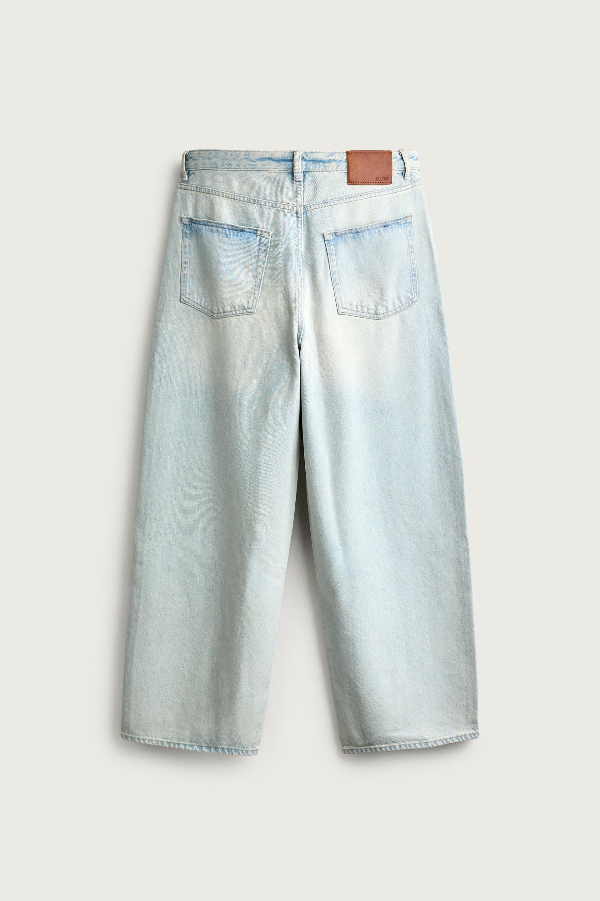 Zara Rigid Baggy Denim Jeans — Sky Blue