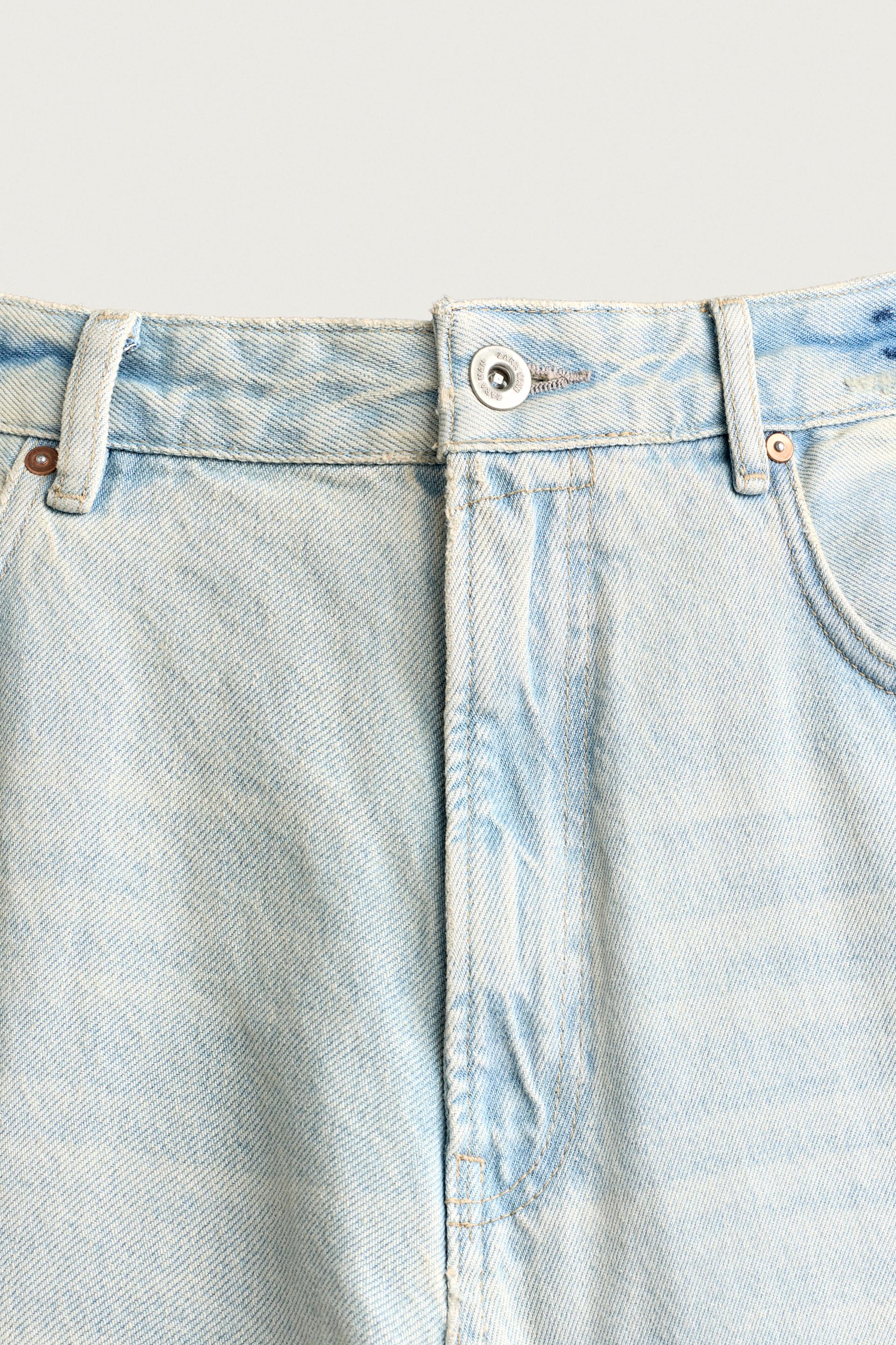 Zara Rigid Baggy Denim Jeans — Sky Blue