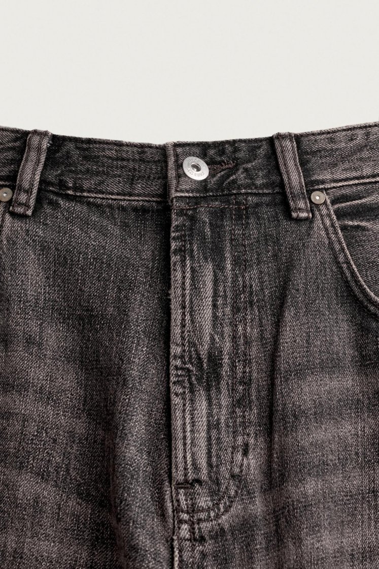 Zara Rigid Baggy Denim Jeans — Charcoal