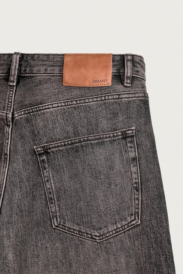 Zara Rigid Baggy Denim Jeans — Charcoal