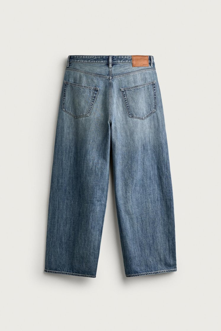 Zara Rigid Baggy Denim Jeans — Navy