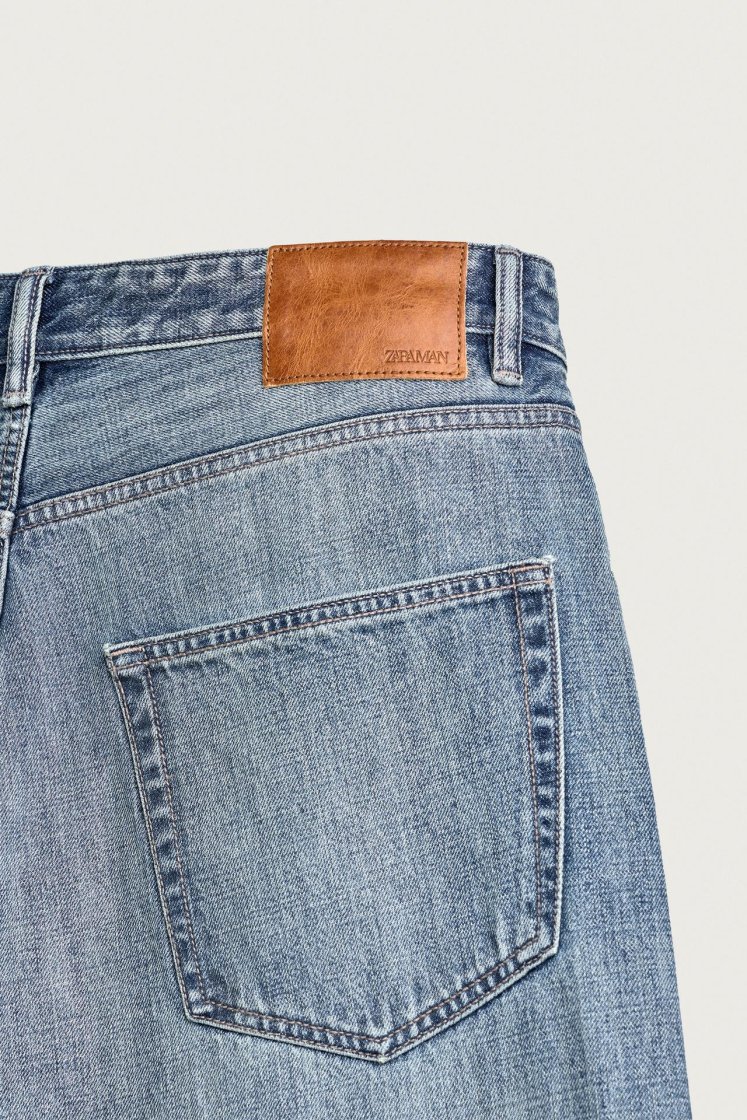 Zara Rigid Baggy Denim Jeans — Navy