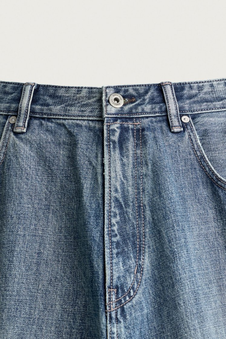 Zara Rigid Baggy Denim Jeans — Navy