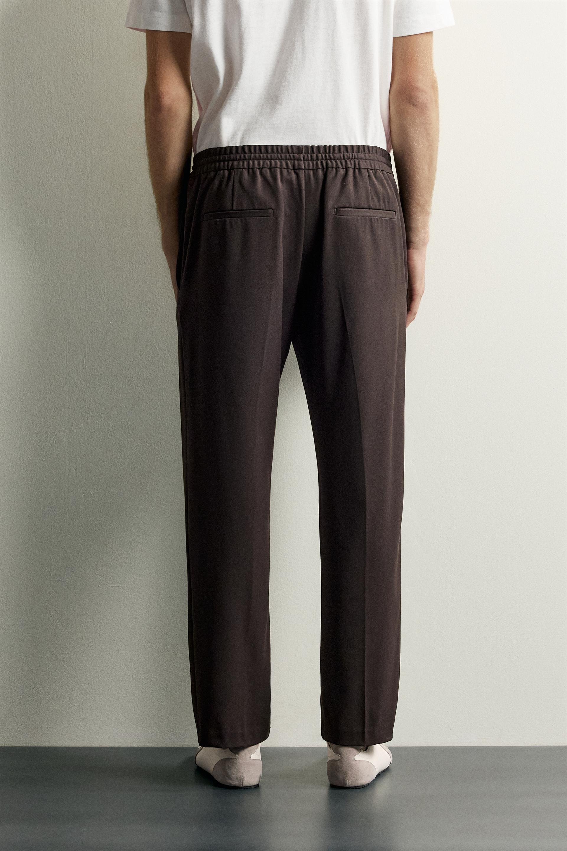 Zara Relaxed Drawstring Jogger Pants — Chocolate