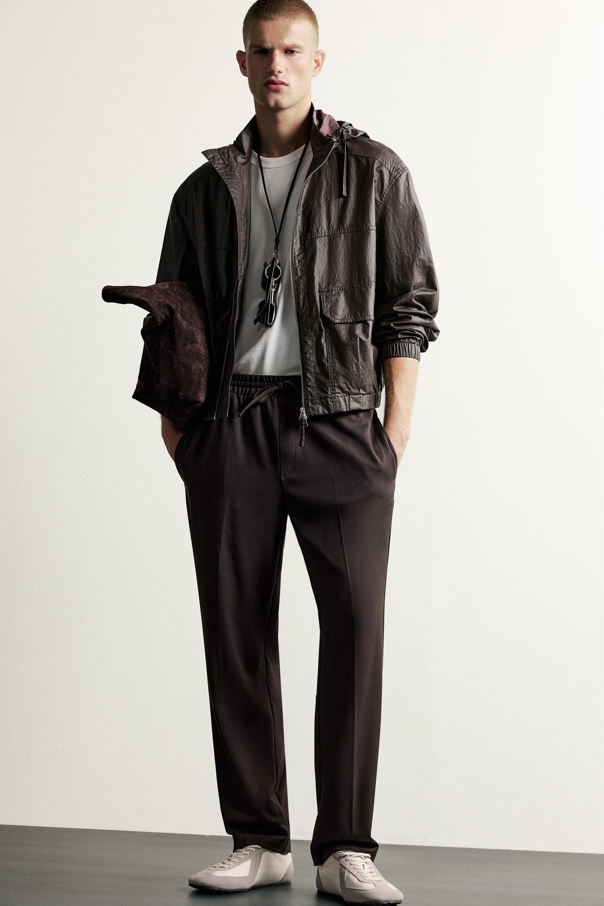 Zara Relaxed Drawstring Jogger Pants — Chocolate