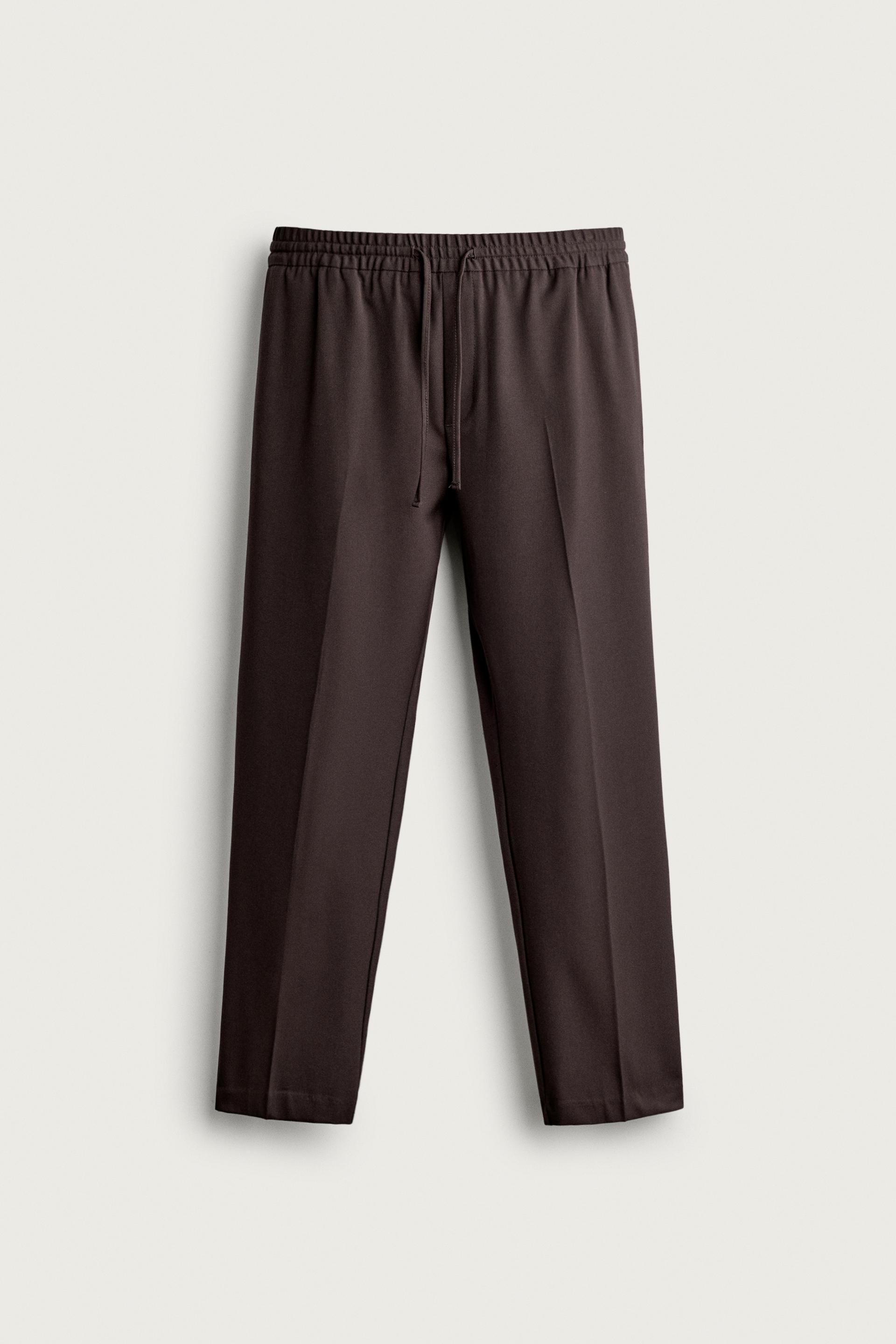 Zara Relaxed Drawstring Jogger Pants — Chocolate