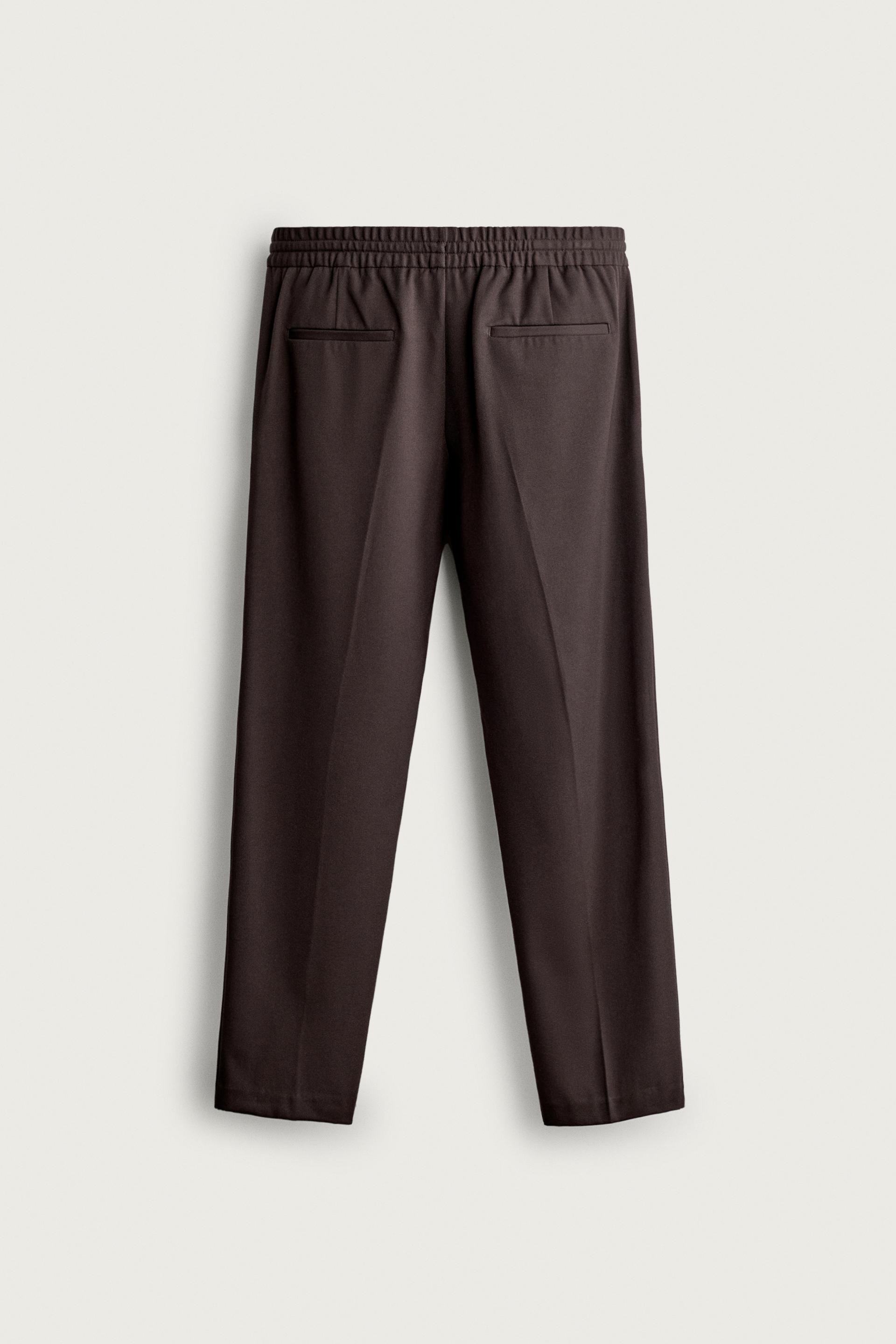 Zara Relaxed Drawstring Jogger Pants — Chocolate