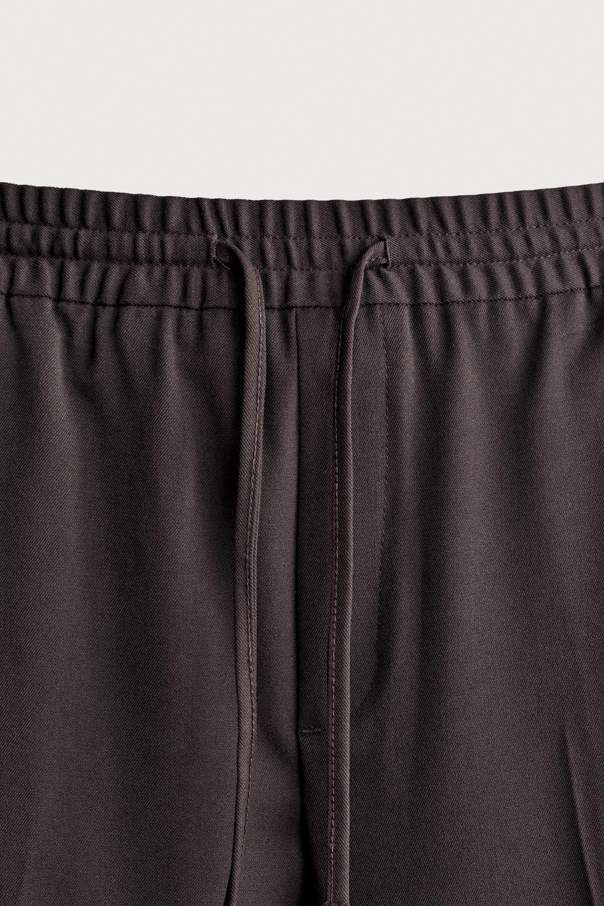 Zara Relaxed Drawstring Jogger Pants — Chocolate