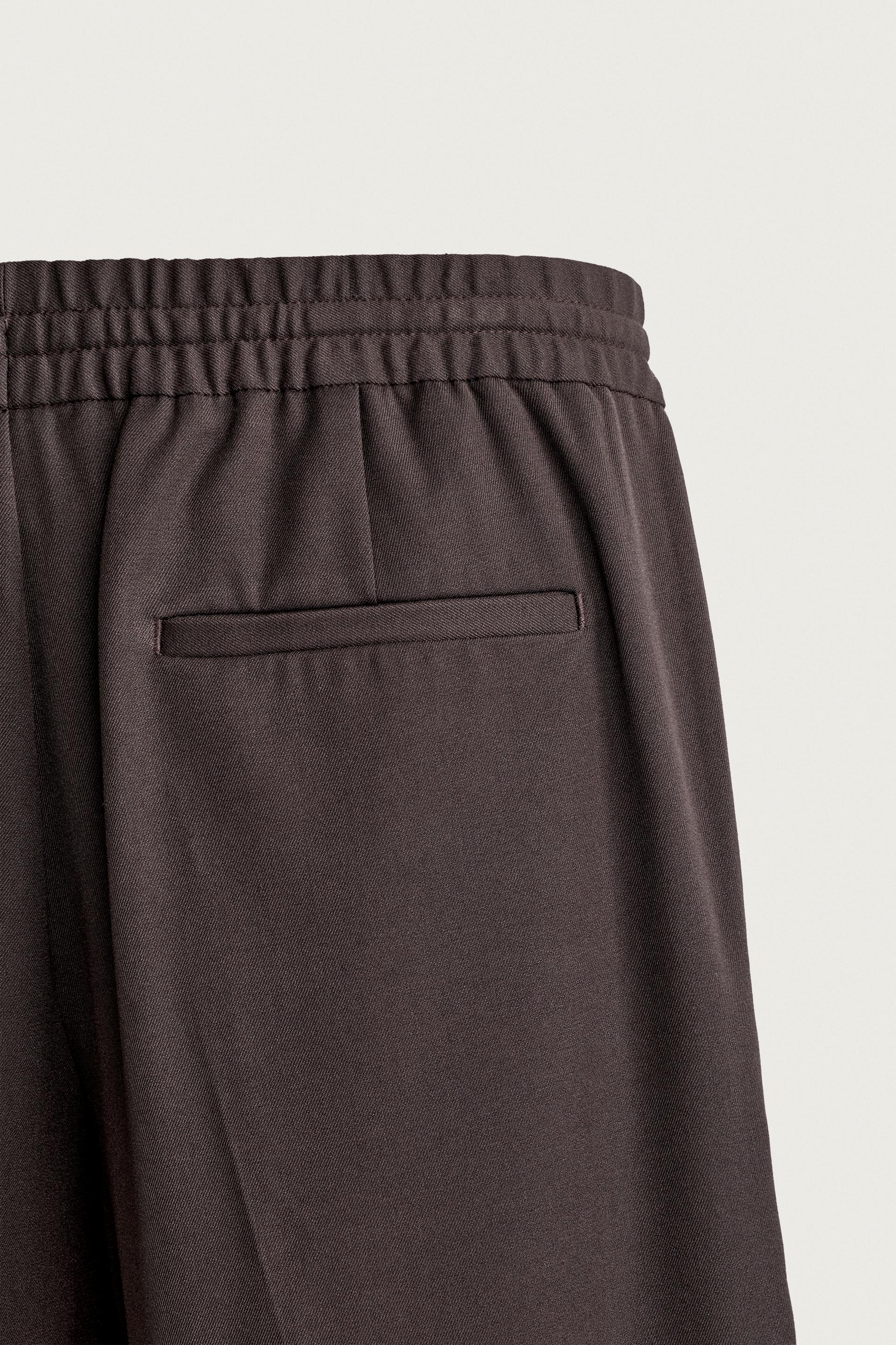 Zara Relaxed Drawstring Jogger Pants — Chocolate