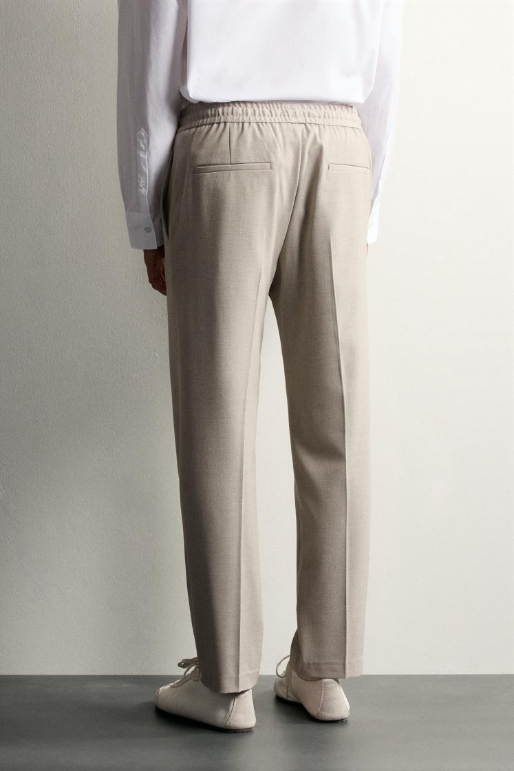Zara Relaxed Drawstring Jogger Pants — Beige