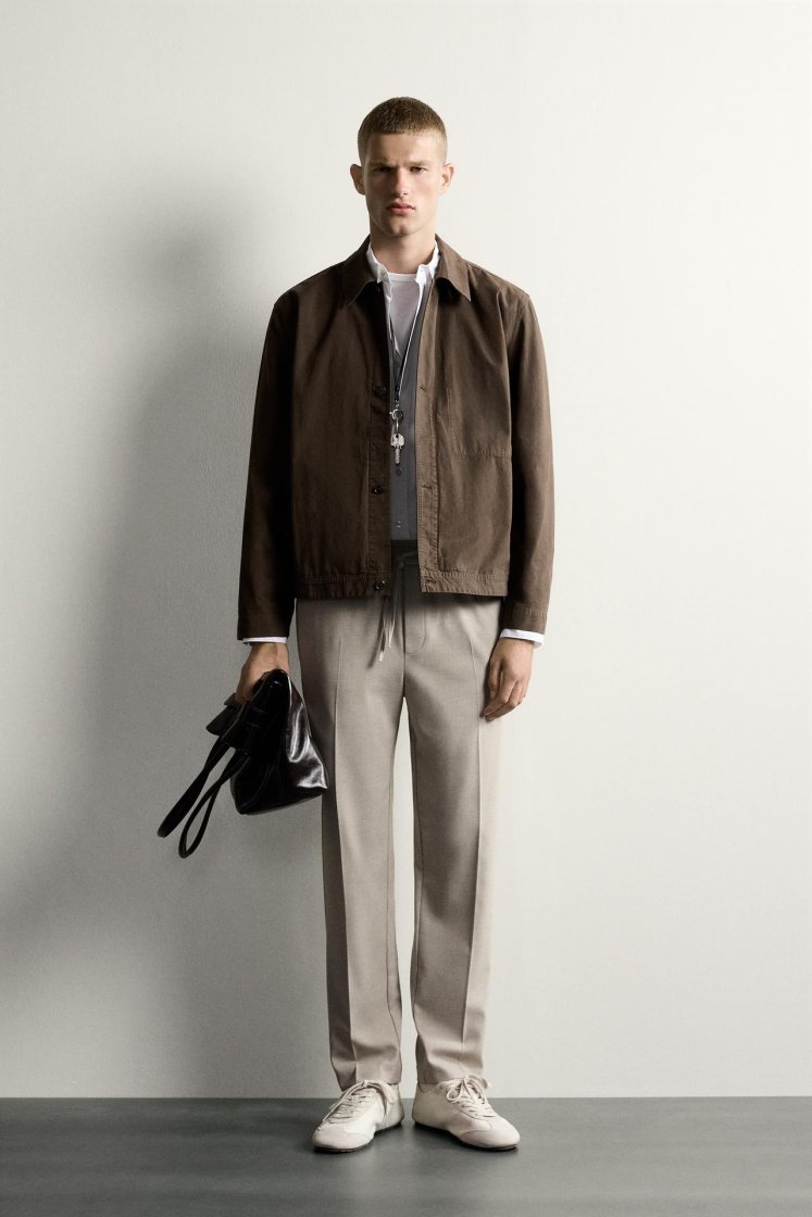 Zara Relaxed Drawstring Jogger Pants — Beige