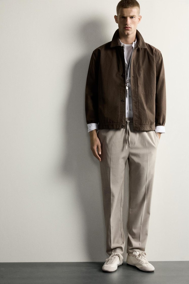 Zara Relaxed Drawstring Jogger Pants — Beige